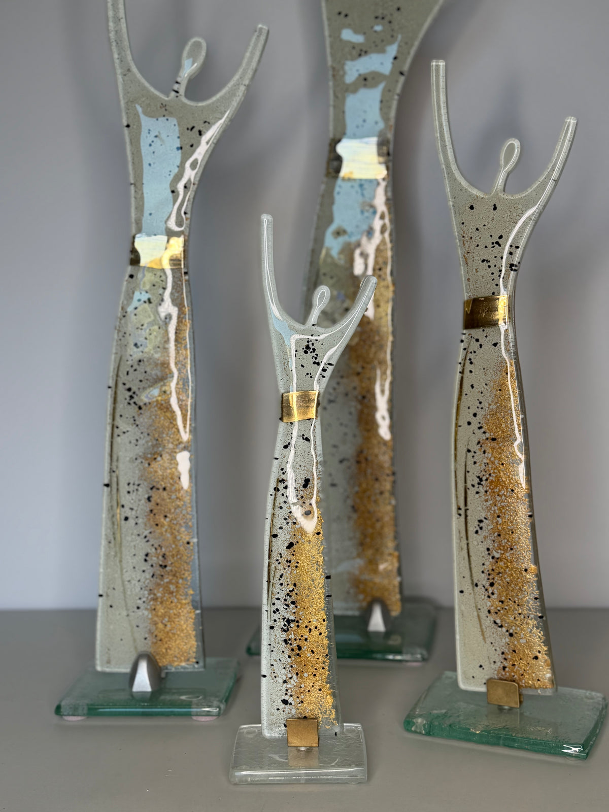 Fused Glass Statue - Golden Frost