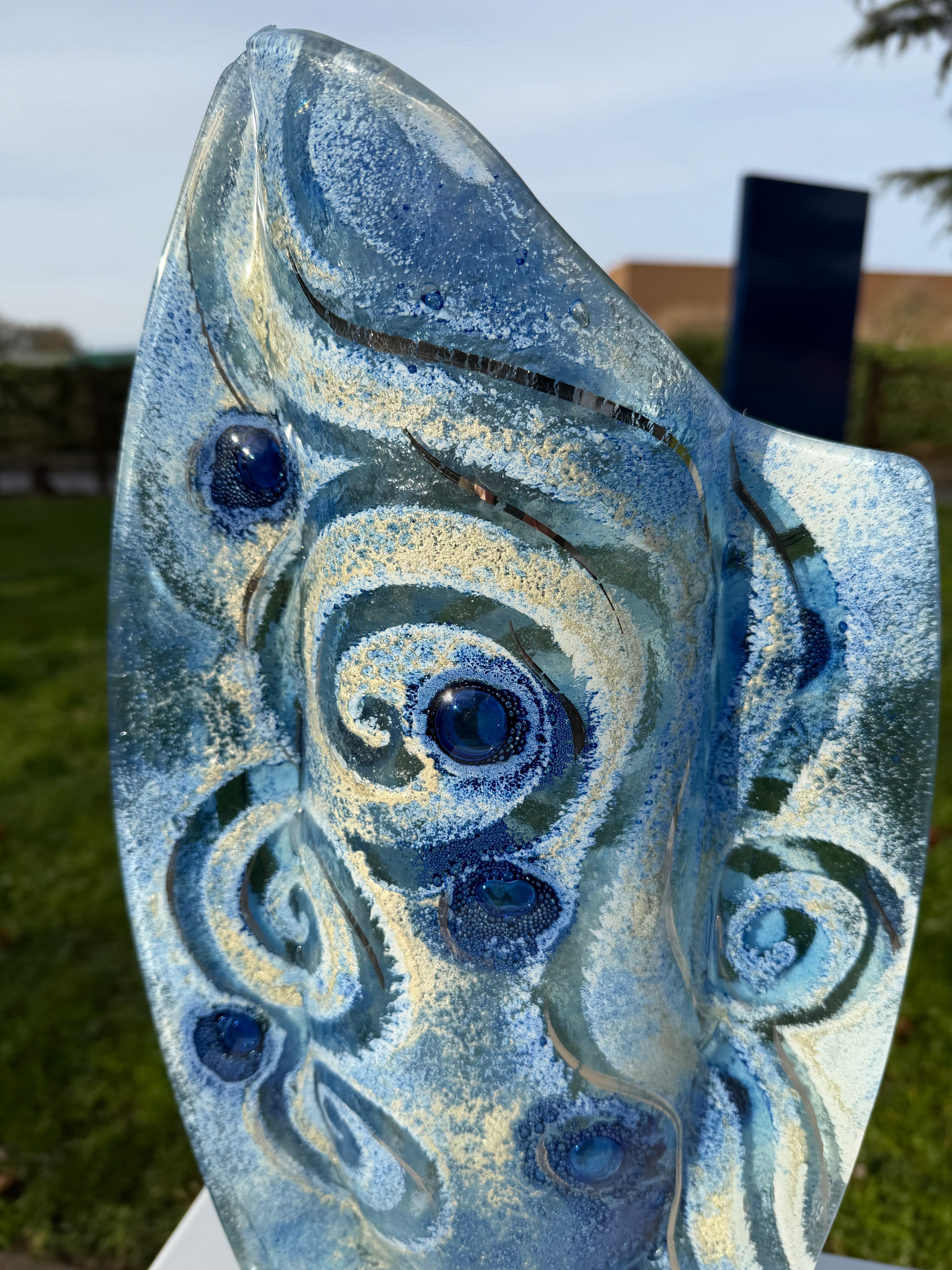 Crystal Blue Oval Vase