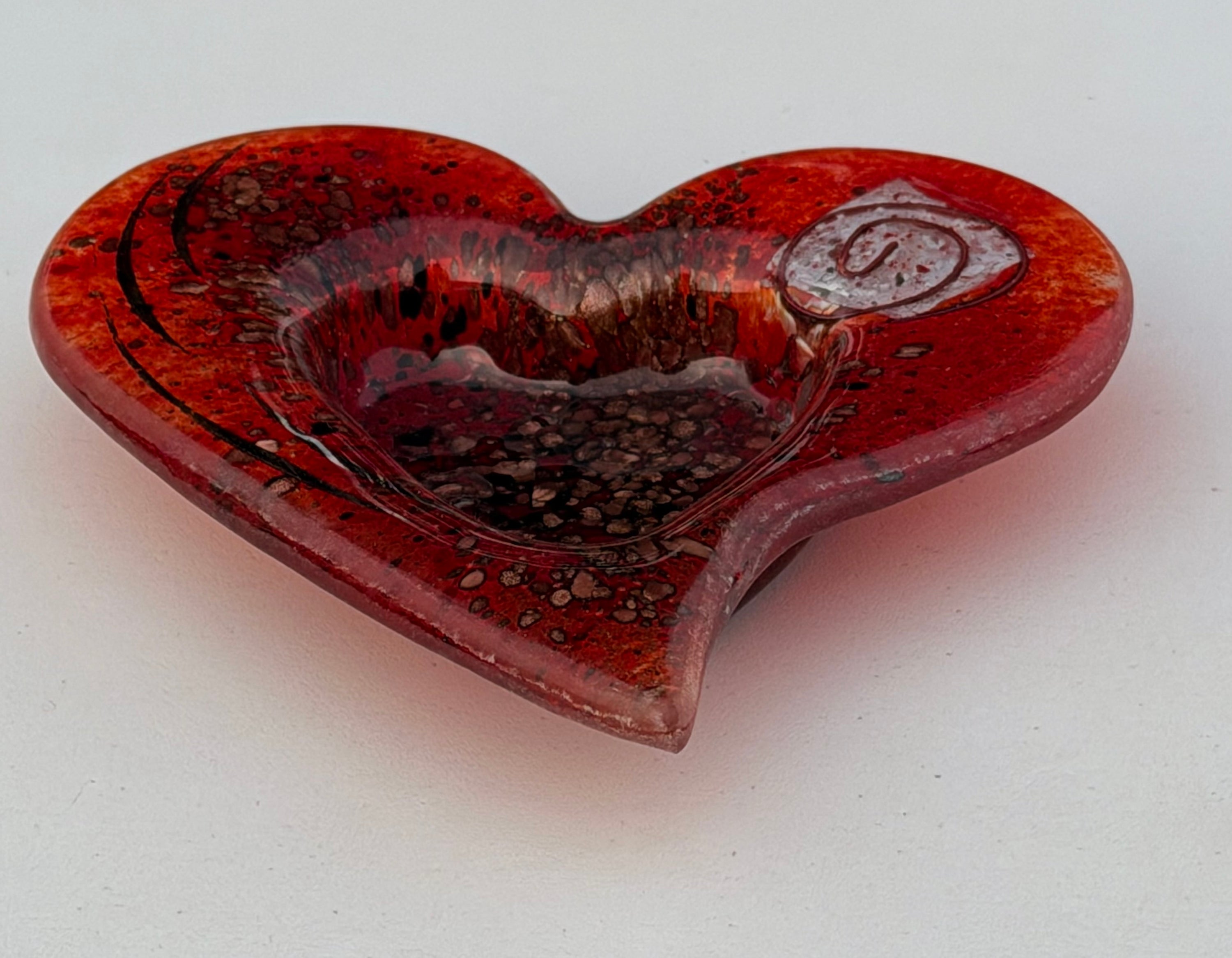 Red & Platinum Heart Tealight Dish