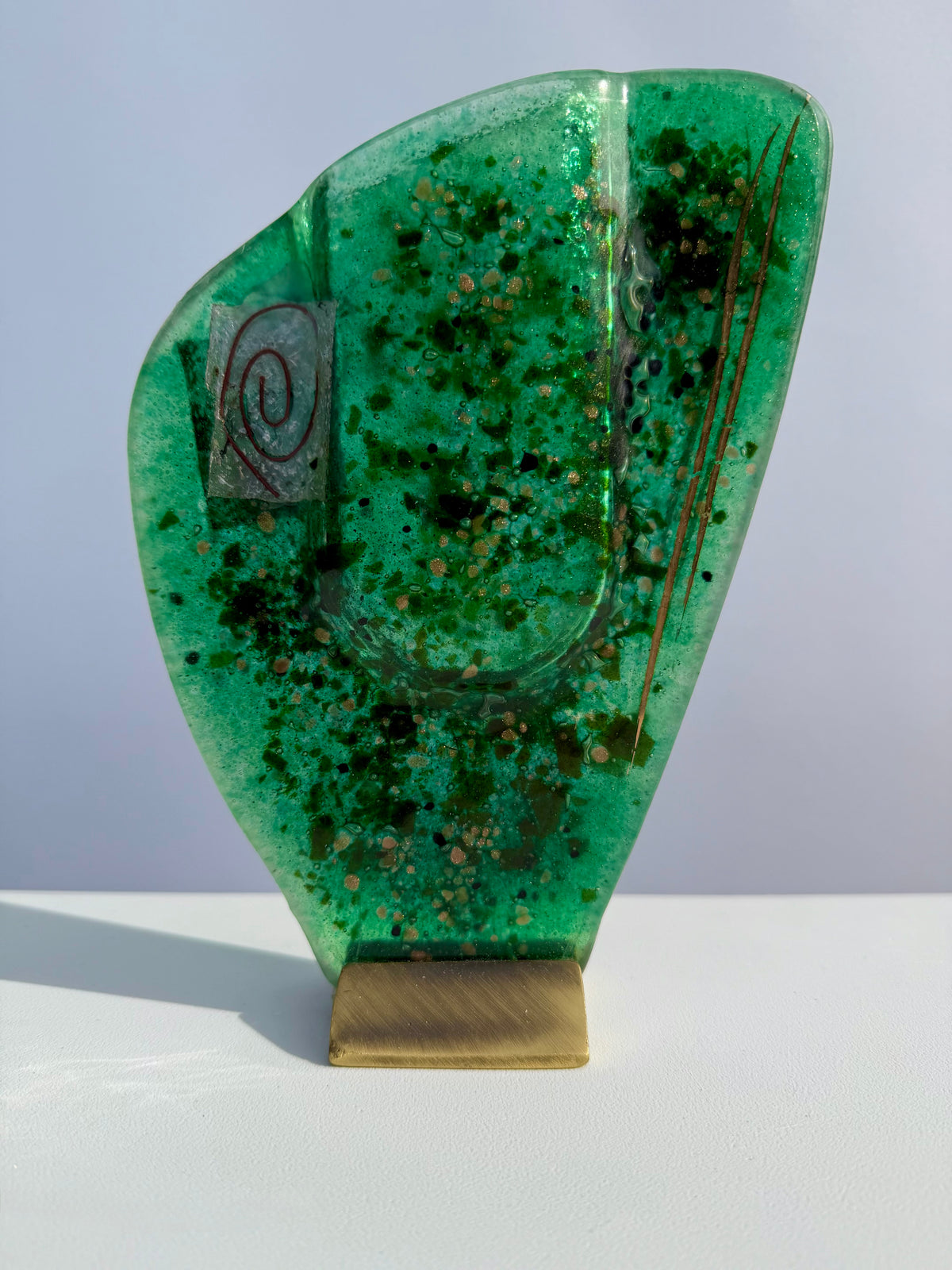 Dark Green & Gold Mini Oval Vase