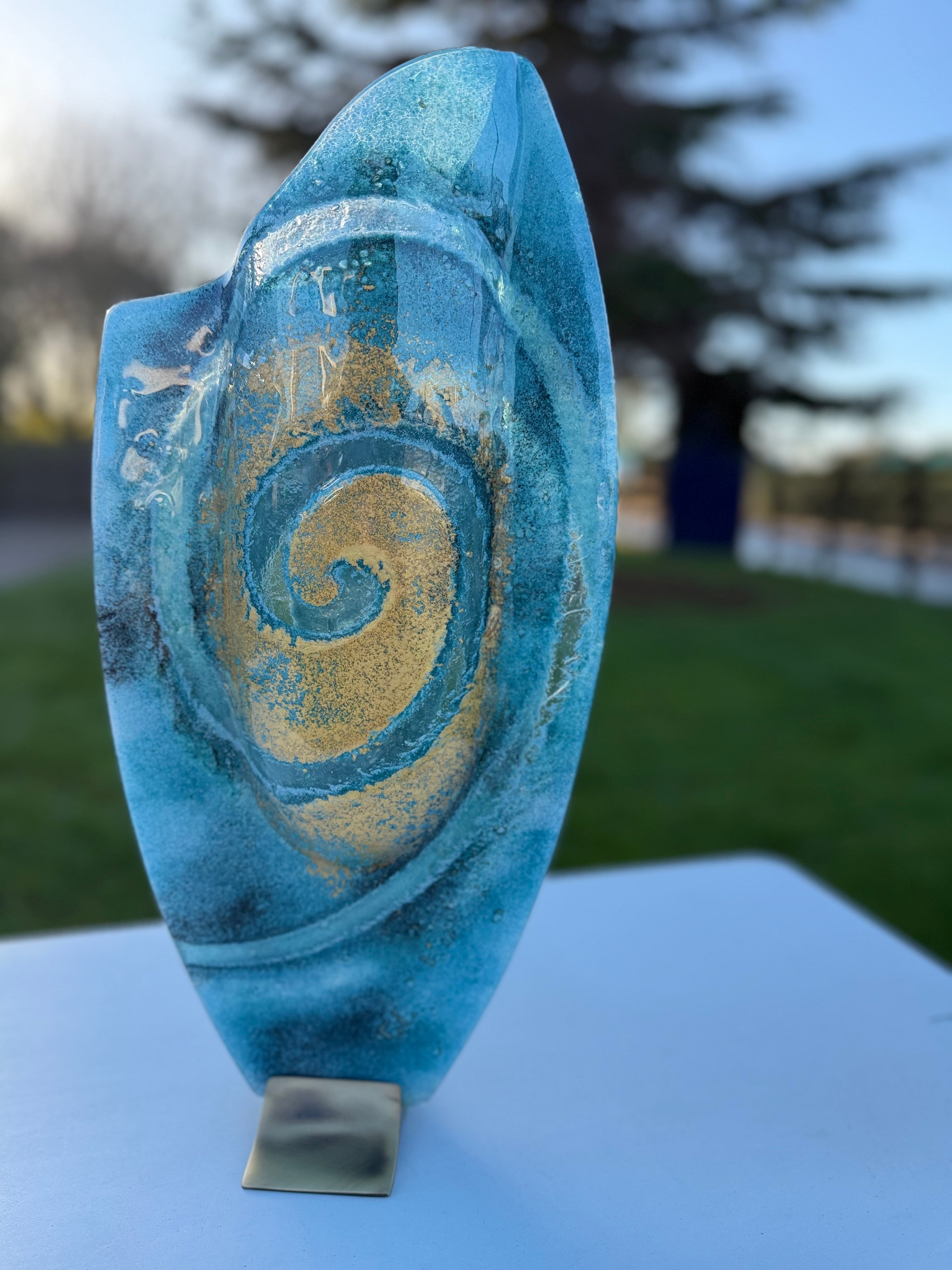 Blue & Gold Oval Vase