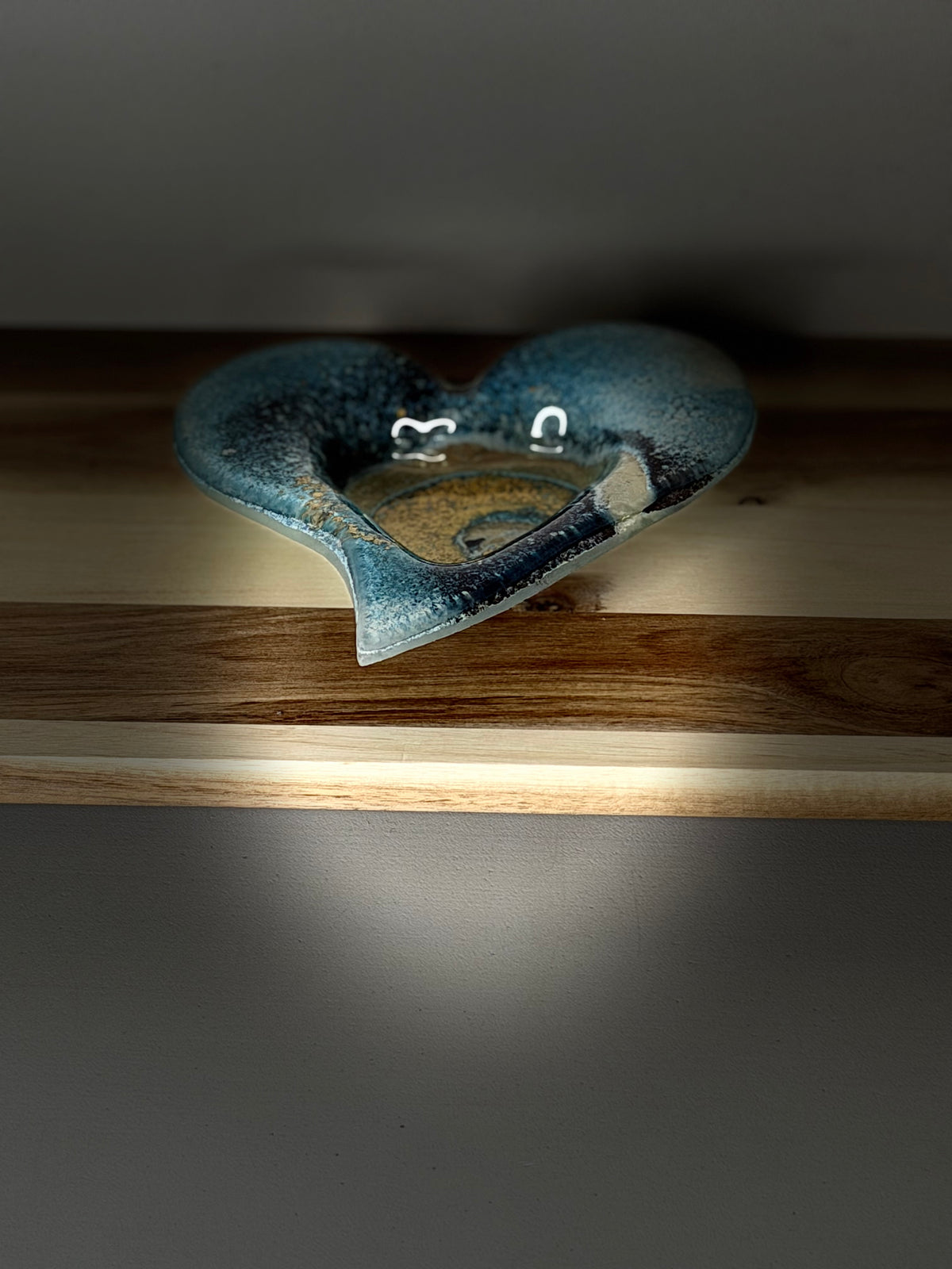 Blue & Gold Heart Tealight Dish