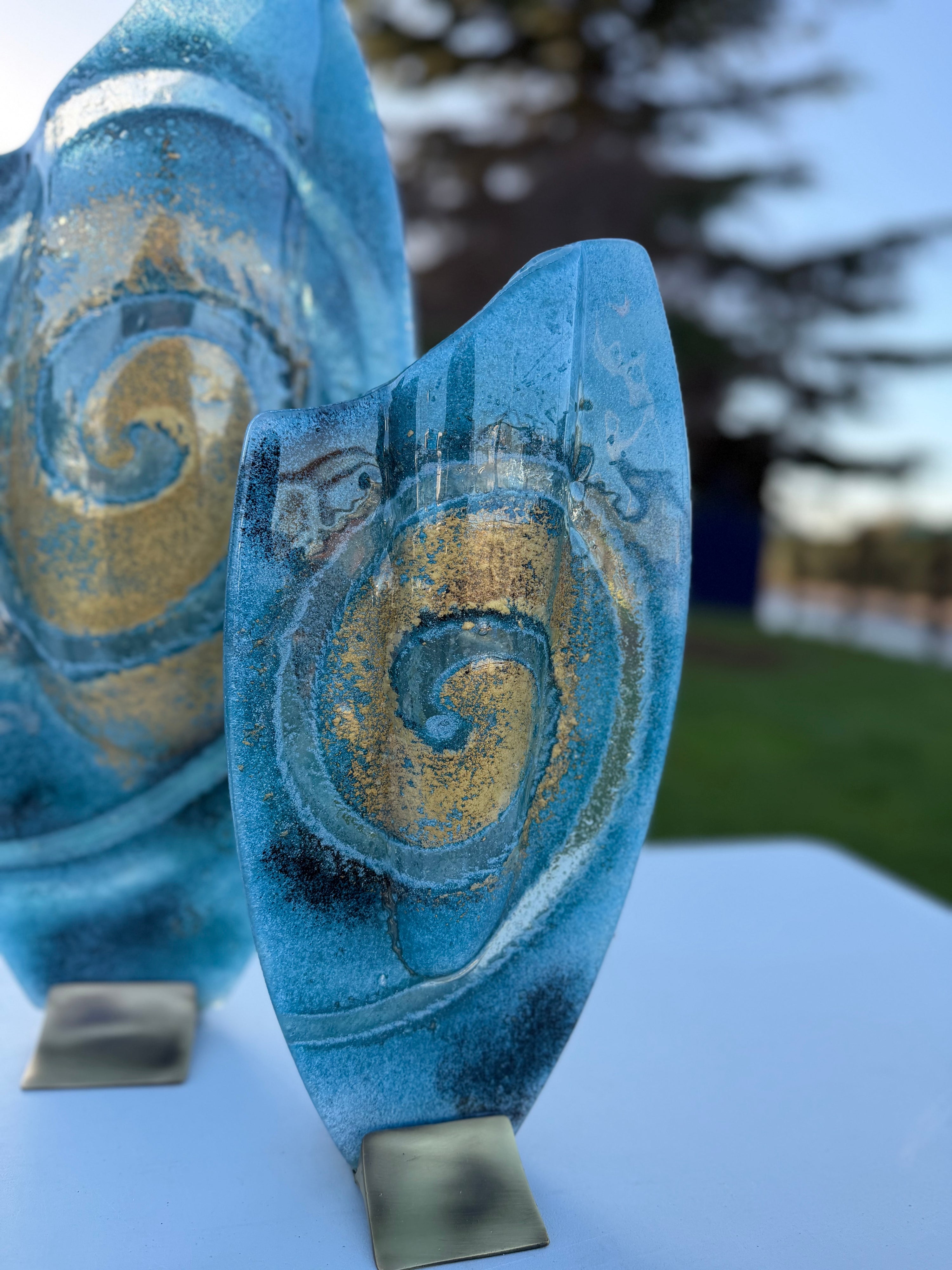 Blue & Gold Oval Vase