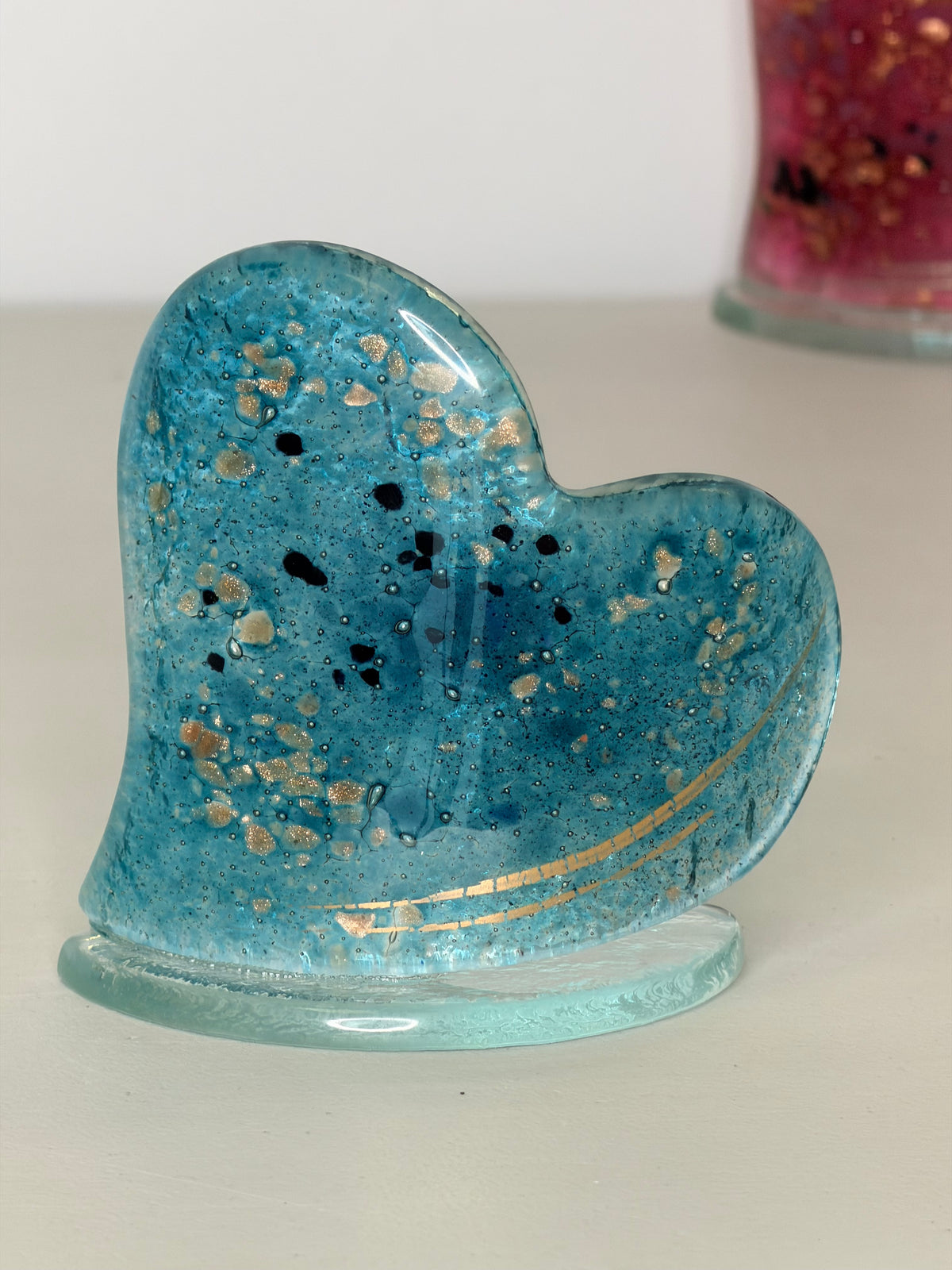 Aqua Heart Shaped Tealight Holder