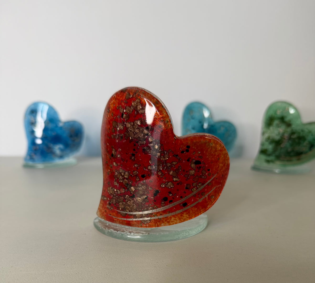 Red & Platinum Heart Shaped Tealight Holder