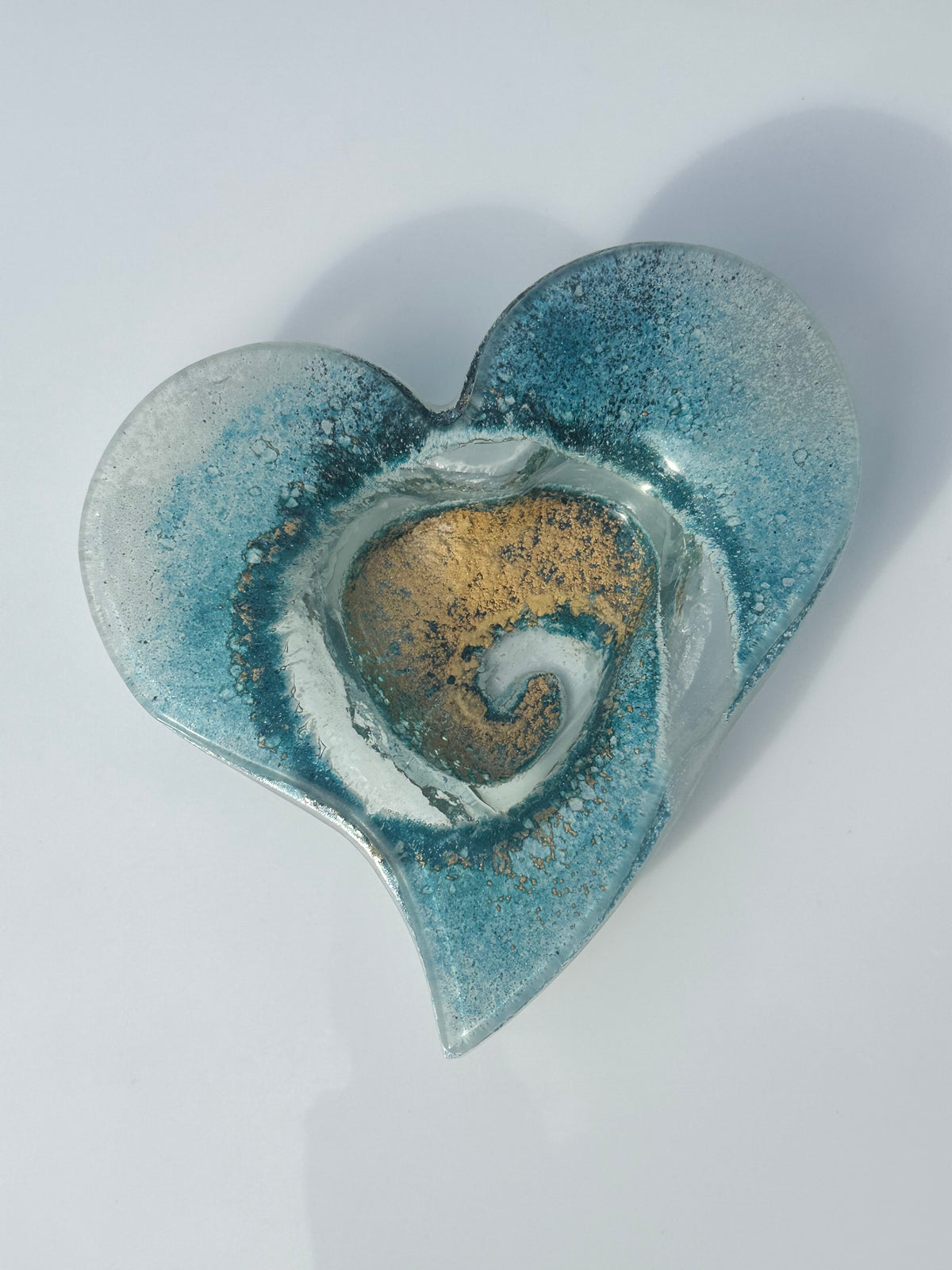 Blue & Gold Heart Tealight Dish