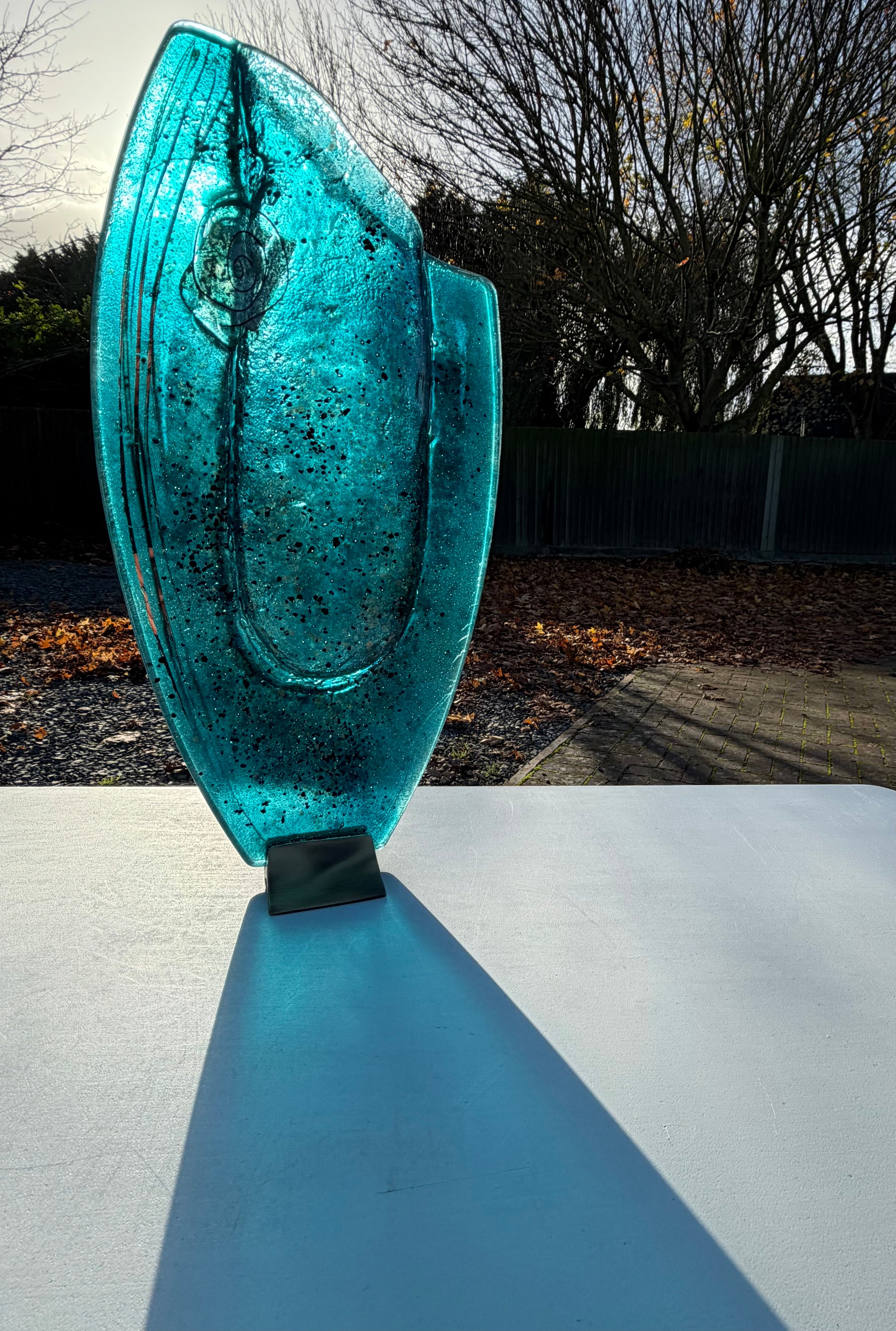 Aqua & Platinum Oval Vase