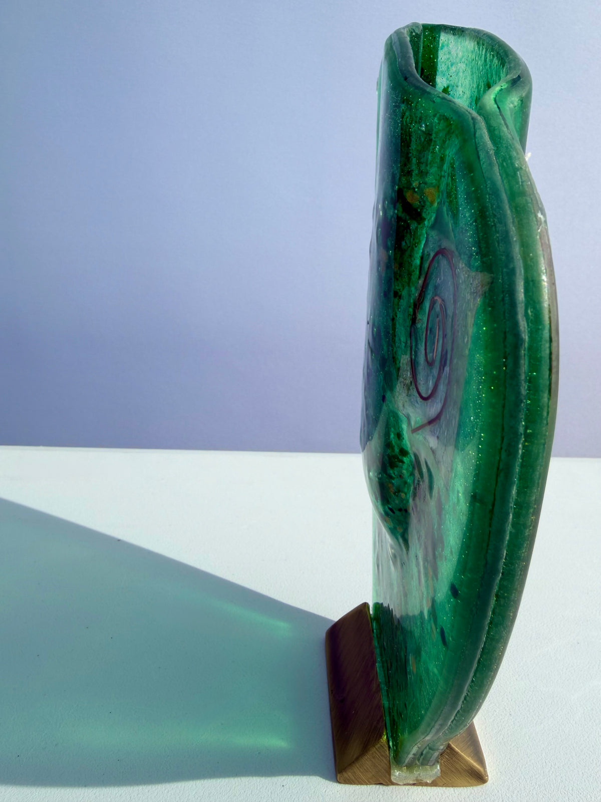 Dark Green & Gold Mini Oval Vase