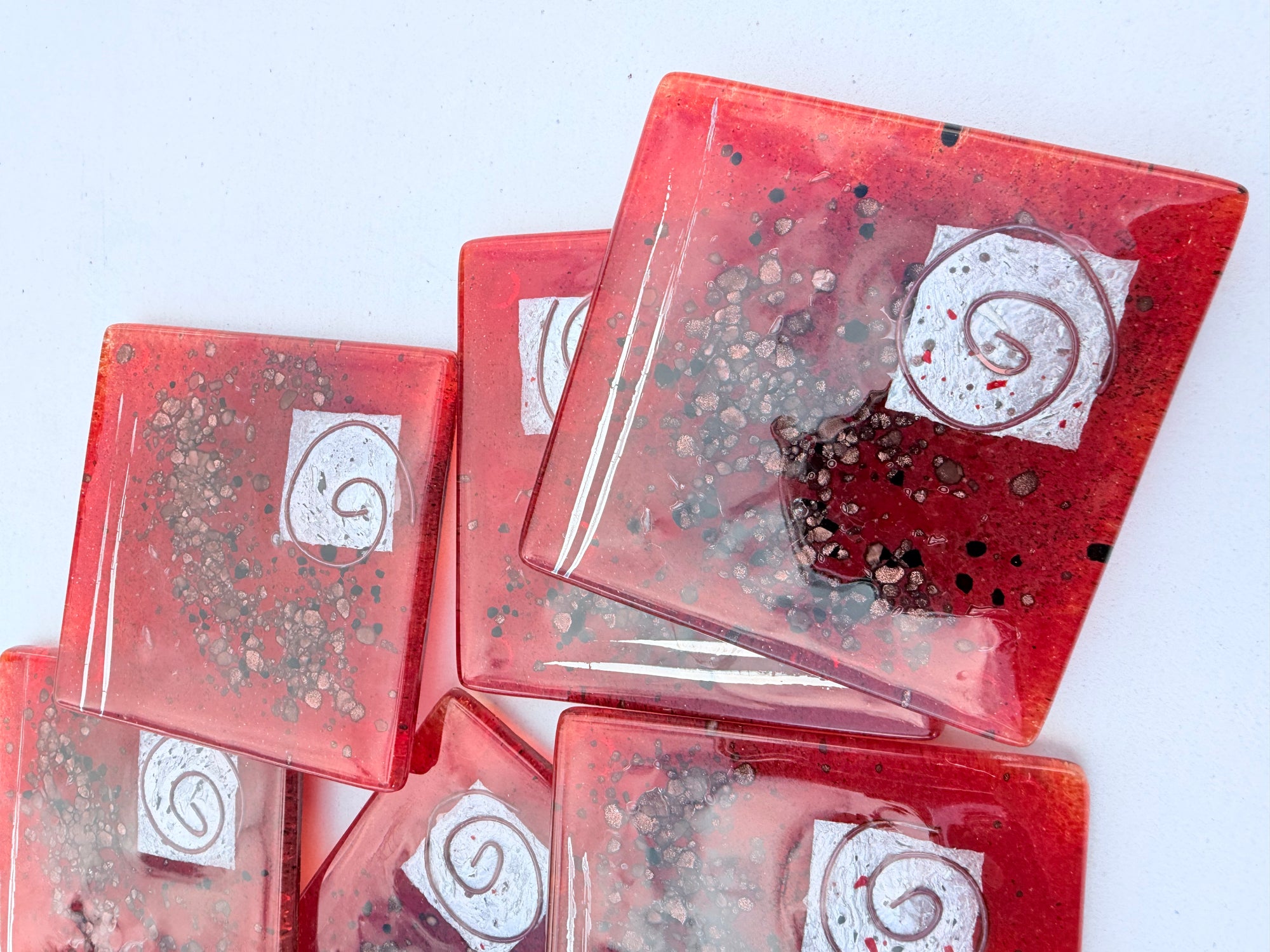 Red & Platinum Square Coasters
