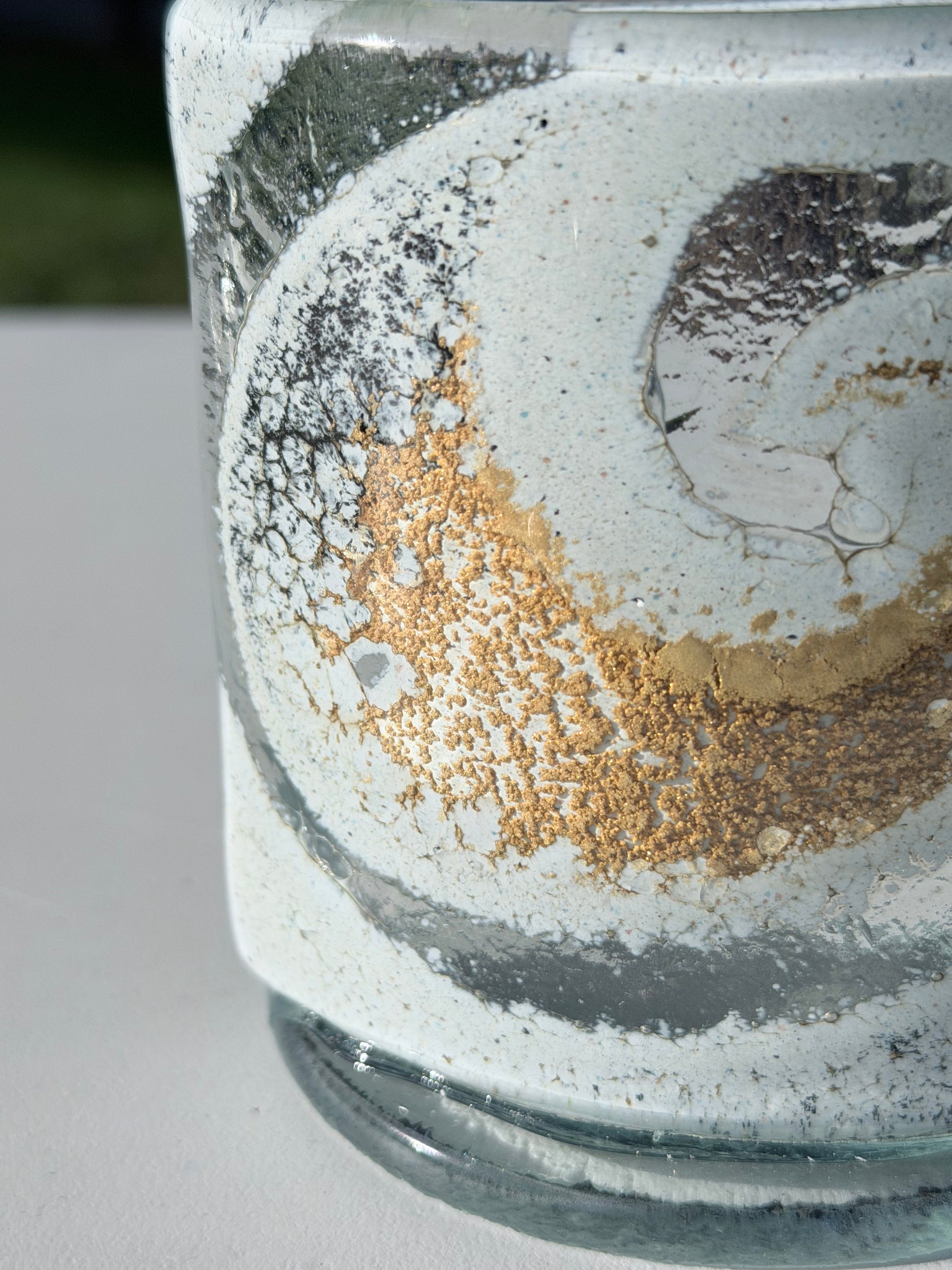 Gold Fused Glass Curved Candle Screen