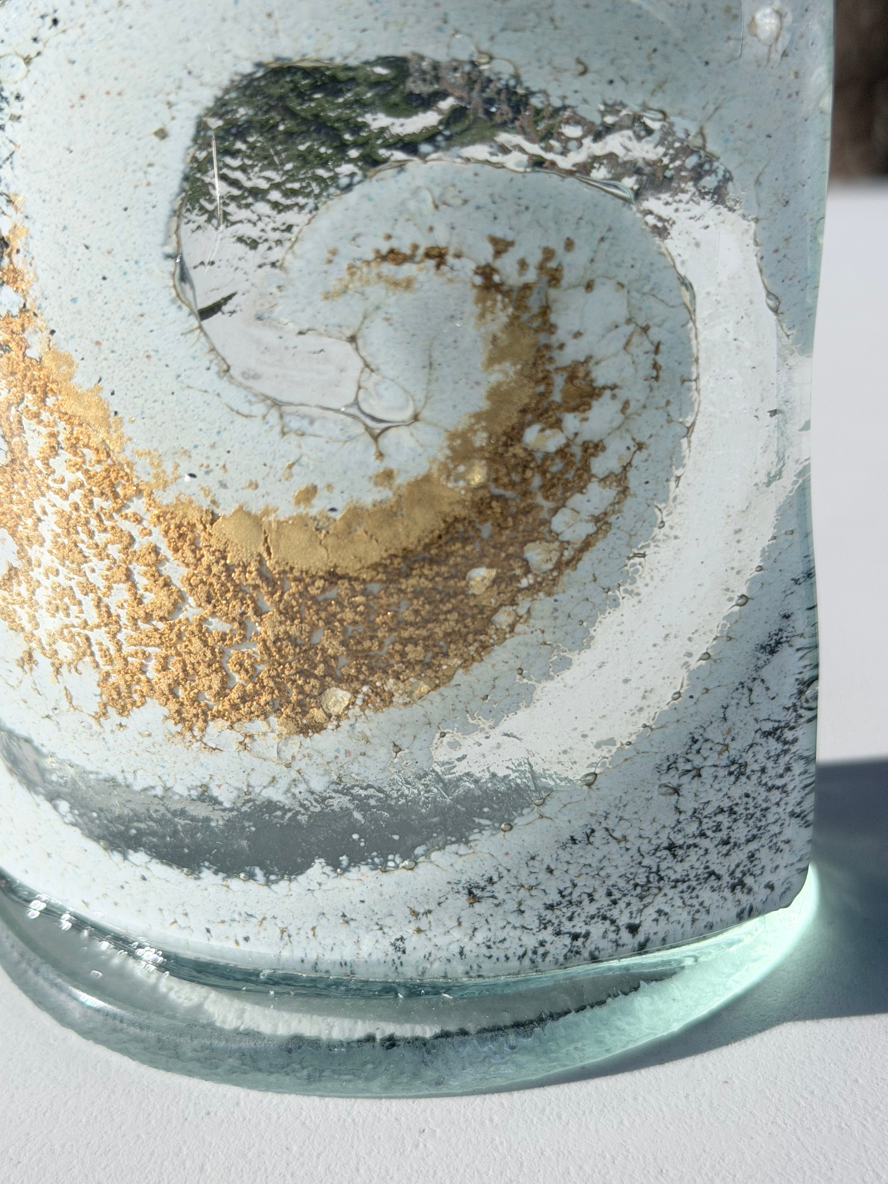 Gold Fused Glass Curved Candle Screen