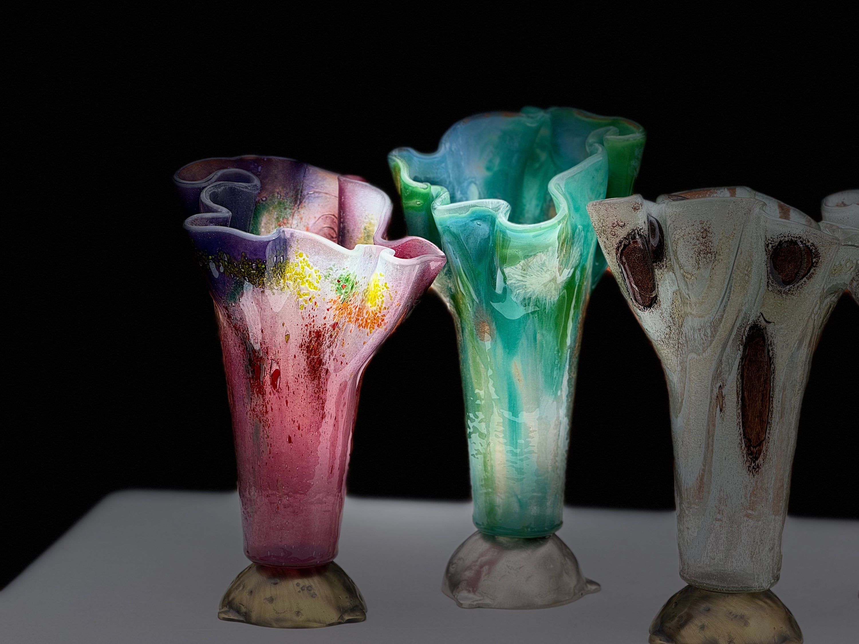 Tricolore Mauve Fused Glass Drape Vase