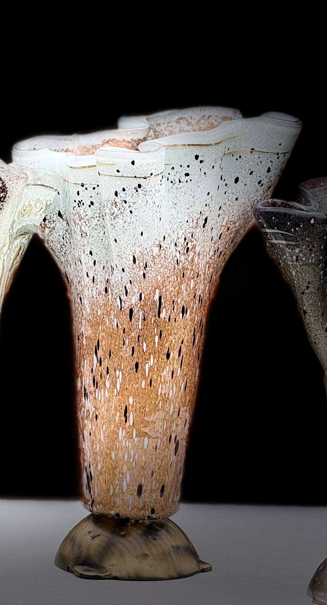 Golden Frost Fused Glass Drape Vase