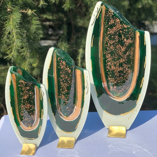 Thira Green Oval Vase