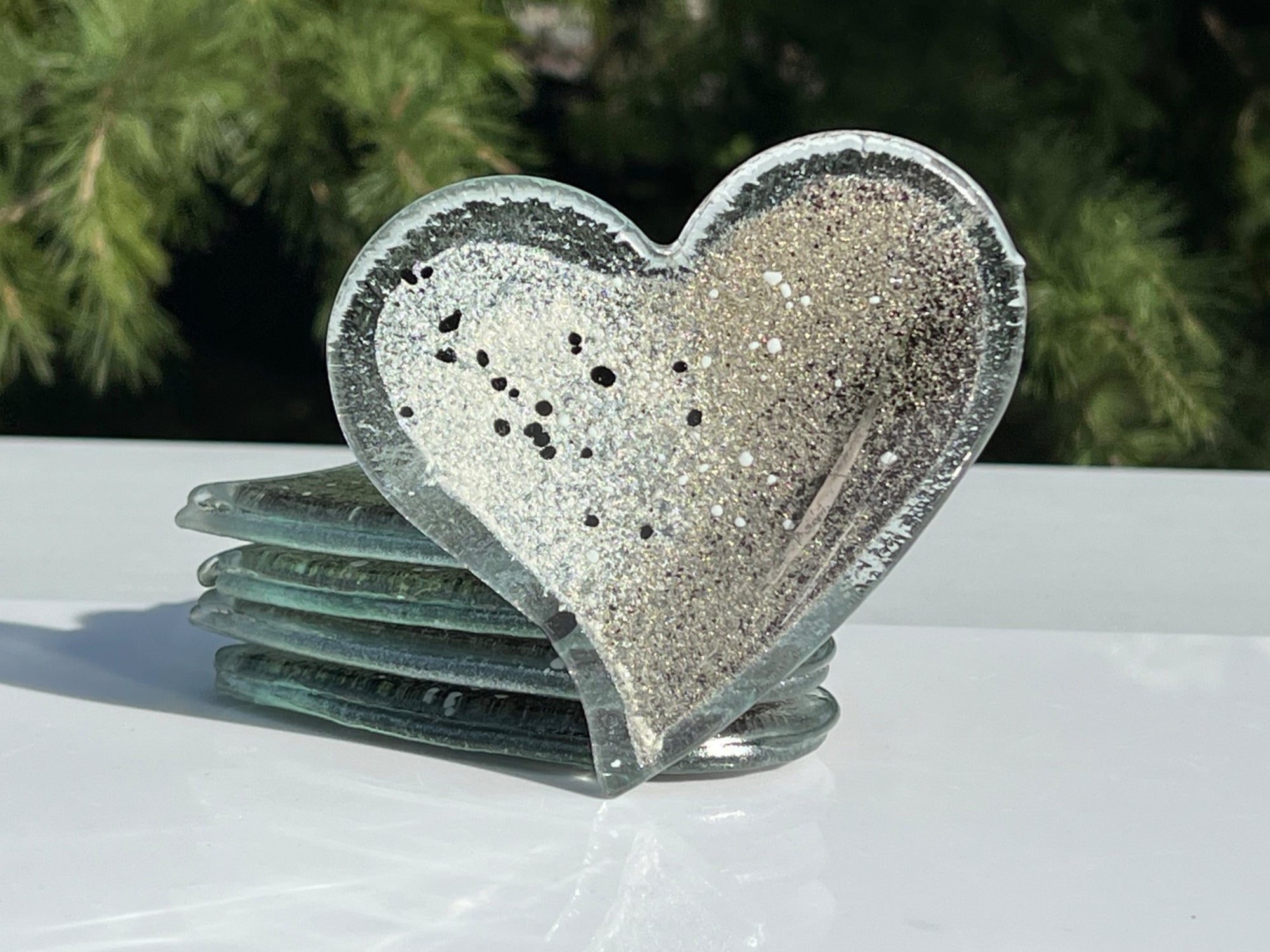 Silver, Grey & Platinum Coaster (Heart)