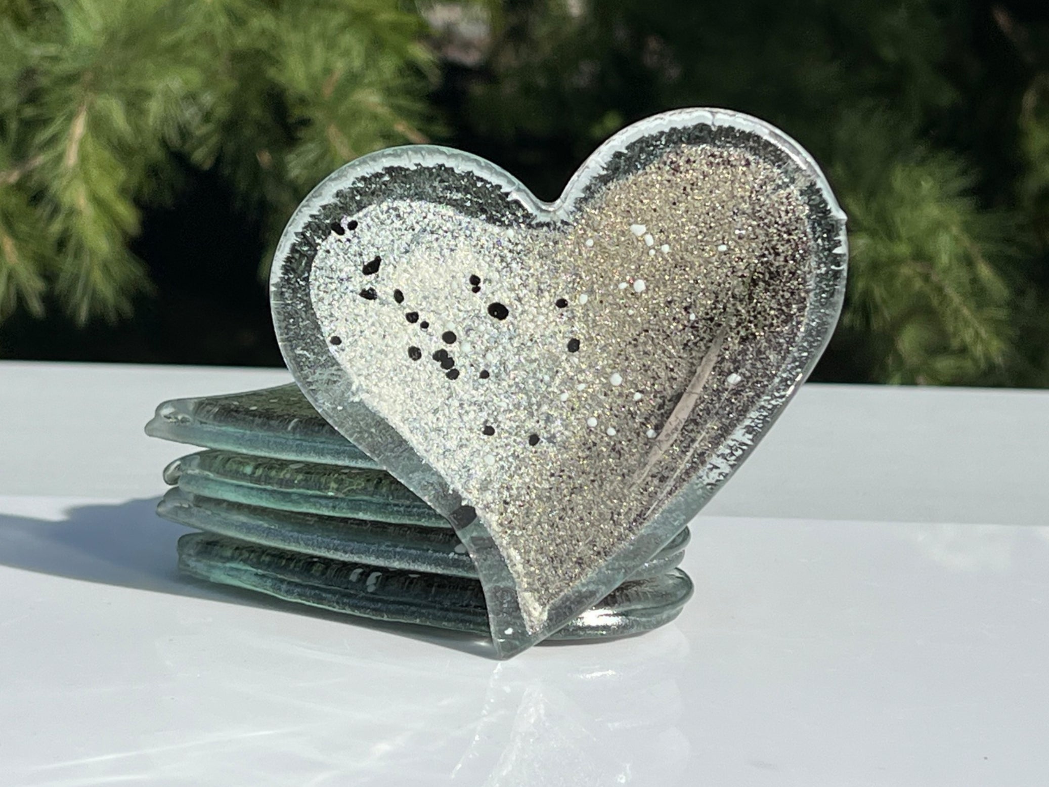 Silver, Grey & Platinum Coaster (Heart)