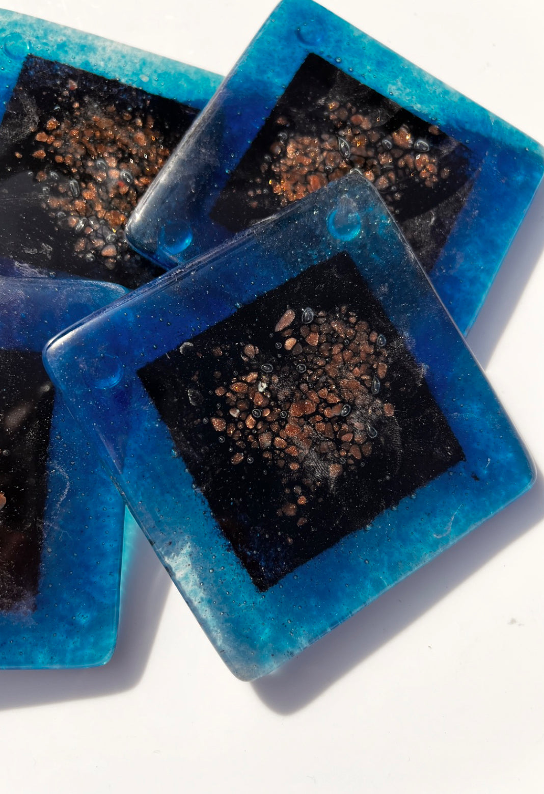 Fedra Blue Glass Coasters (Square)