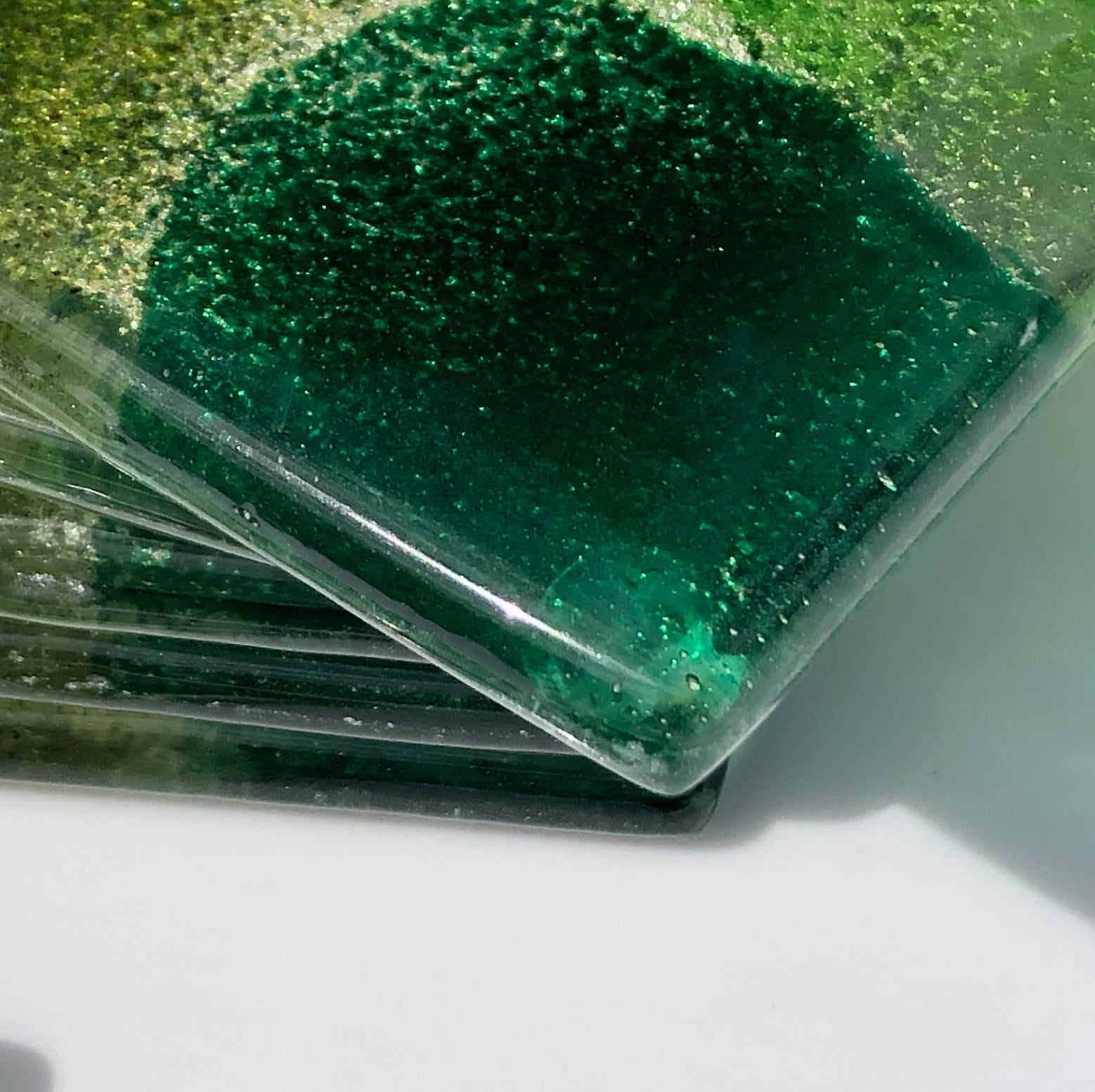 All Green Glass Coasters (Square)