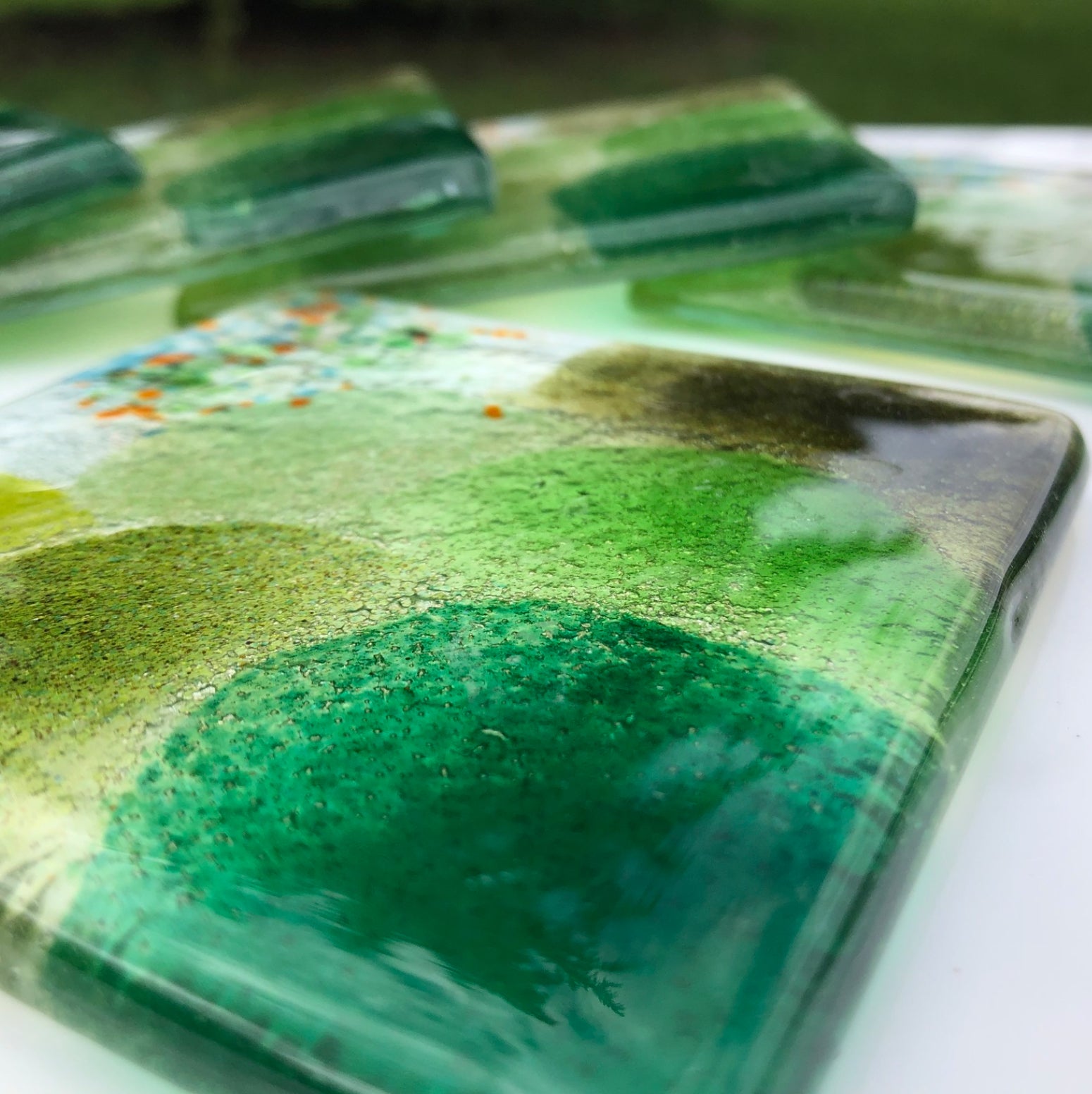 All Green Glass Coasters (Square)