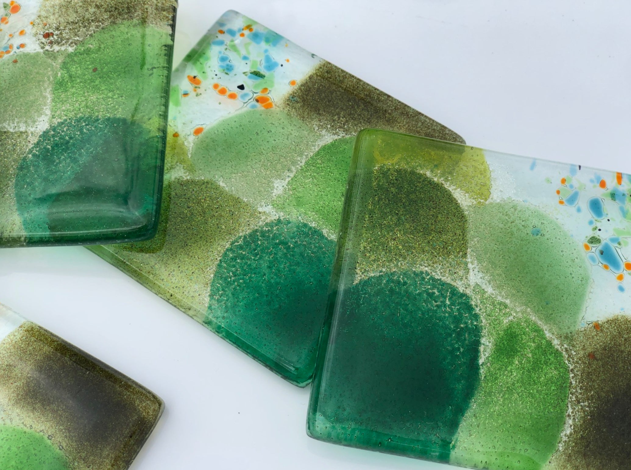 All Green Glass Coasters (Square)