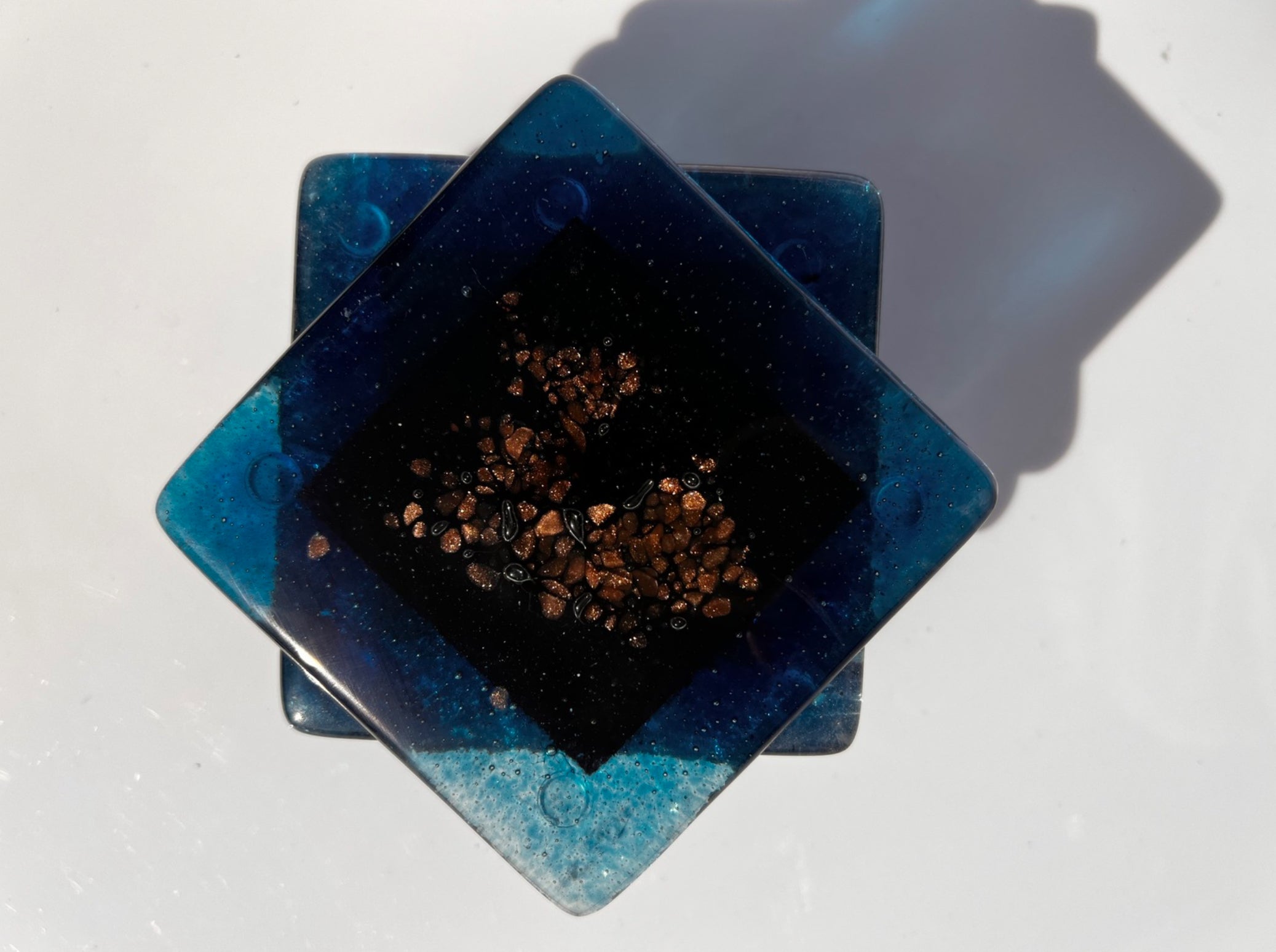 Fedra Blue Glass Coasters (Square)