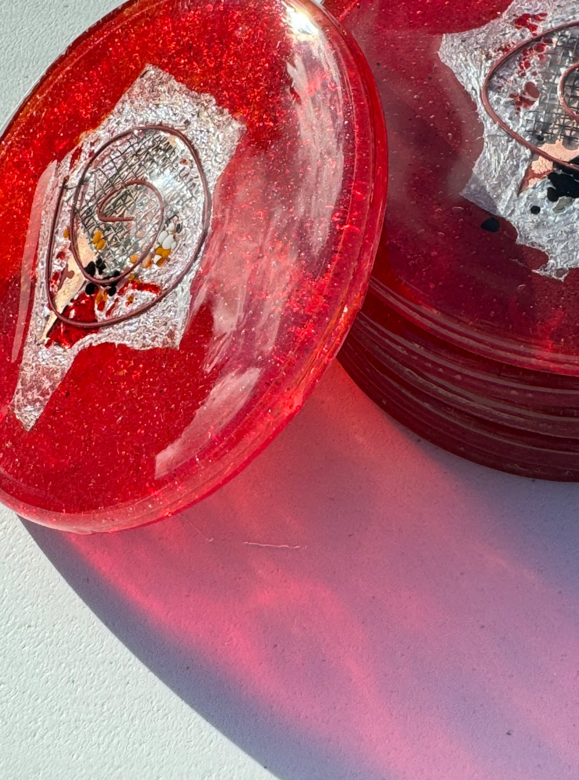 Opera Red Round Glass Coasters