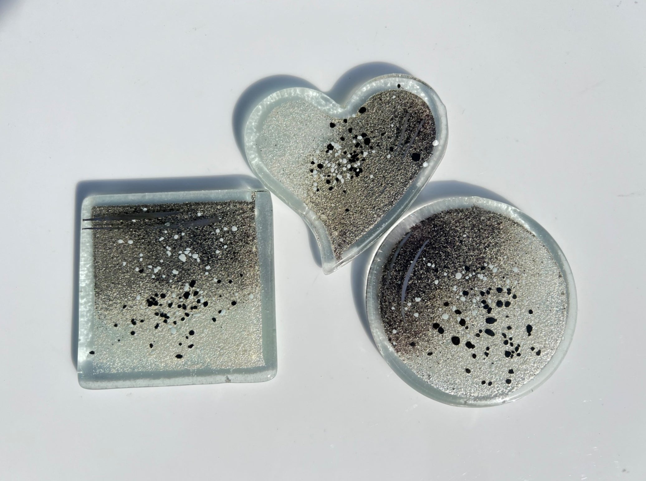 Silver, Grey & Platinum Coaster (Heart)