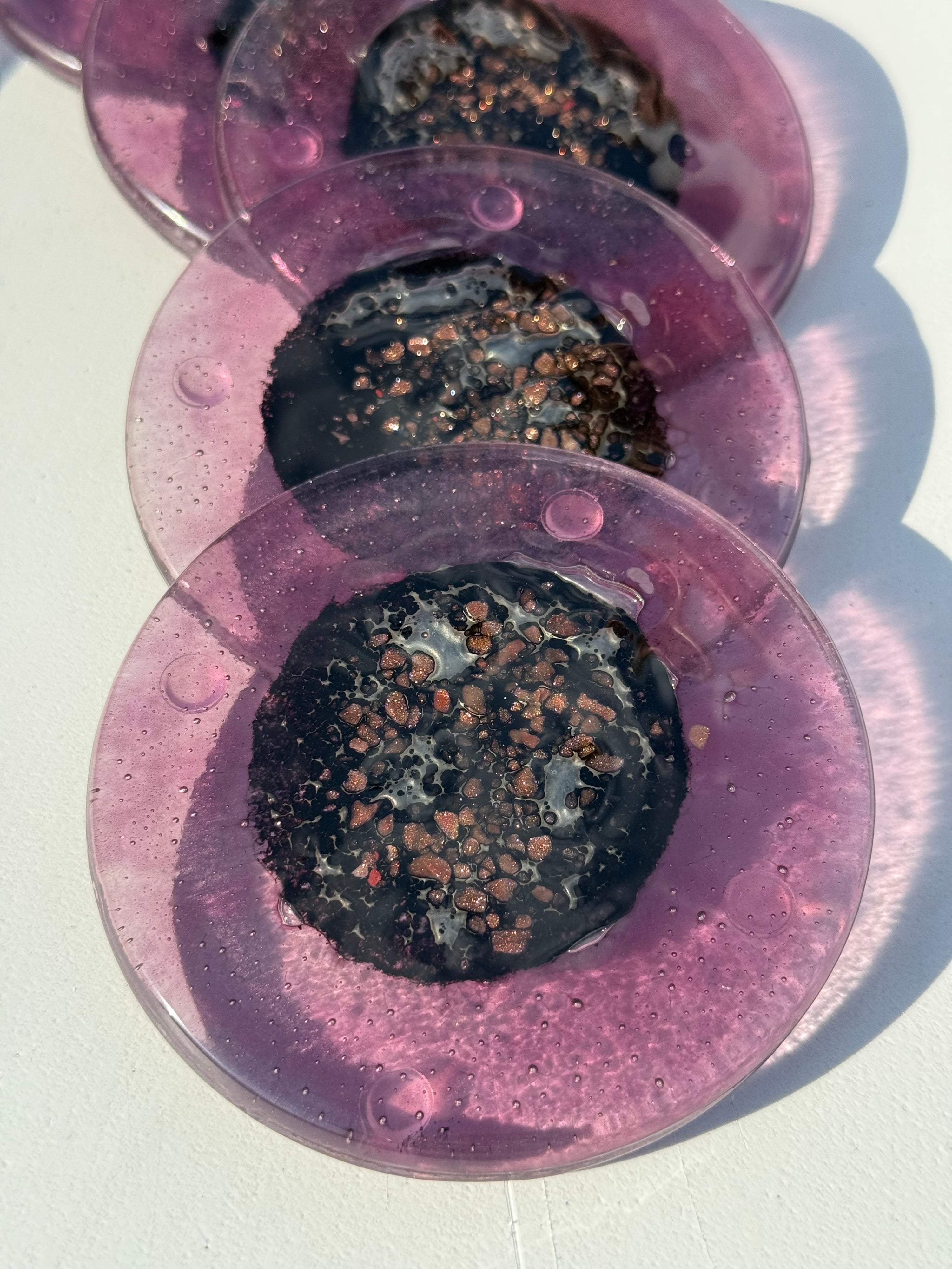 Fedra Mauve Glass Coasters (Round)