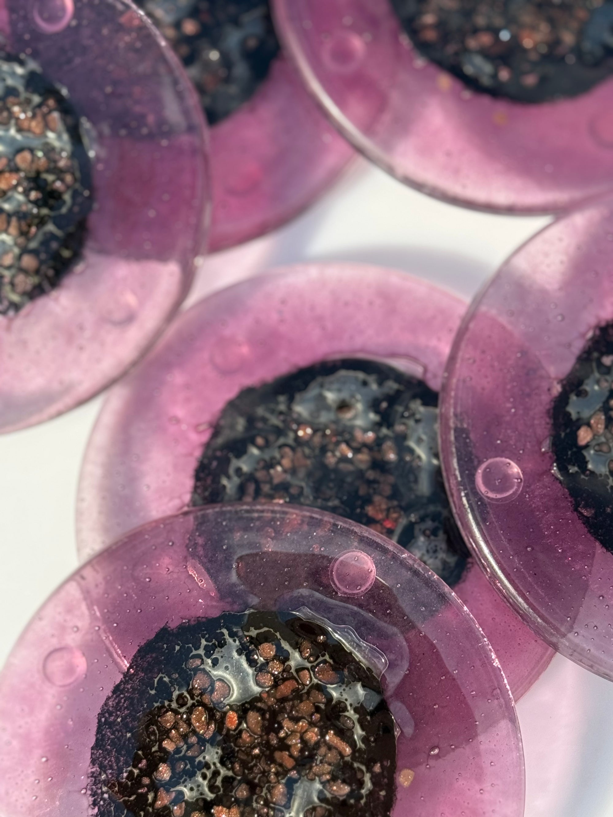 Fedra Mauve Glass Coasters (Round)