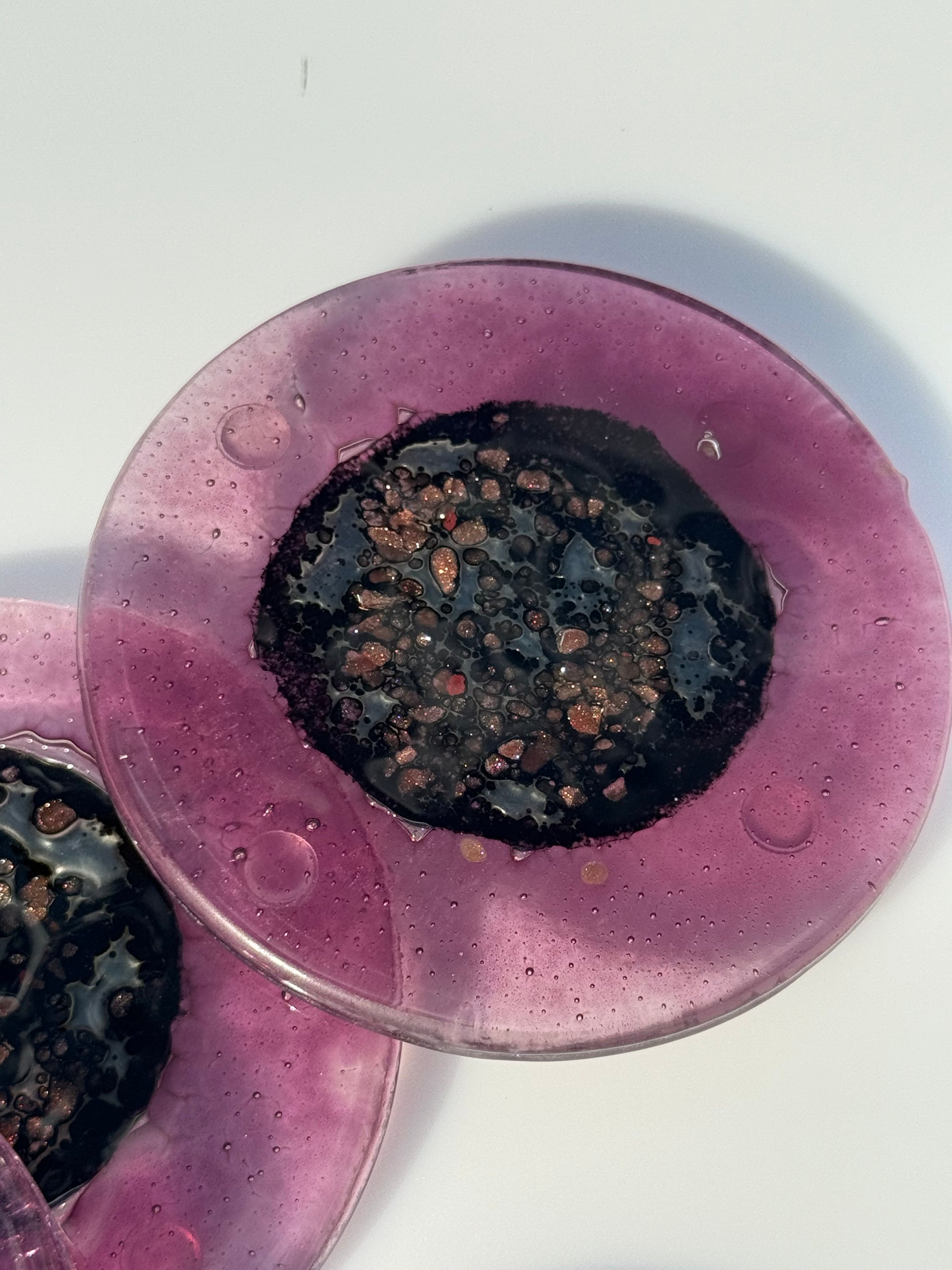 Fedra Mauve Glass Coasters (Round)