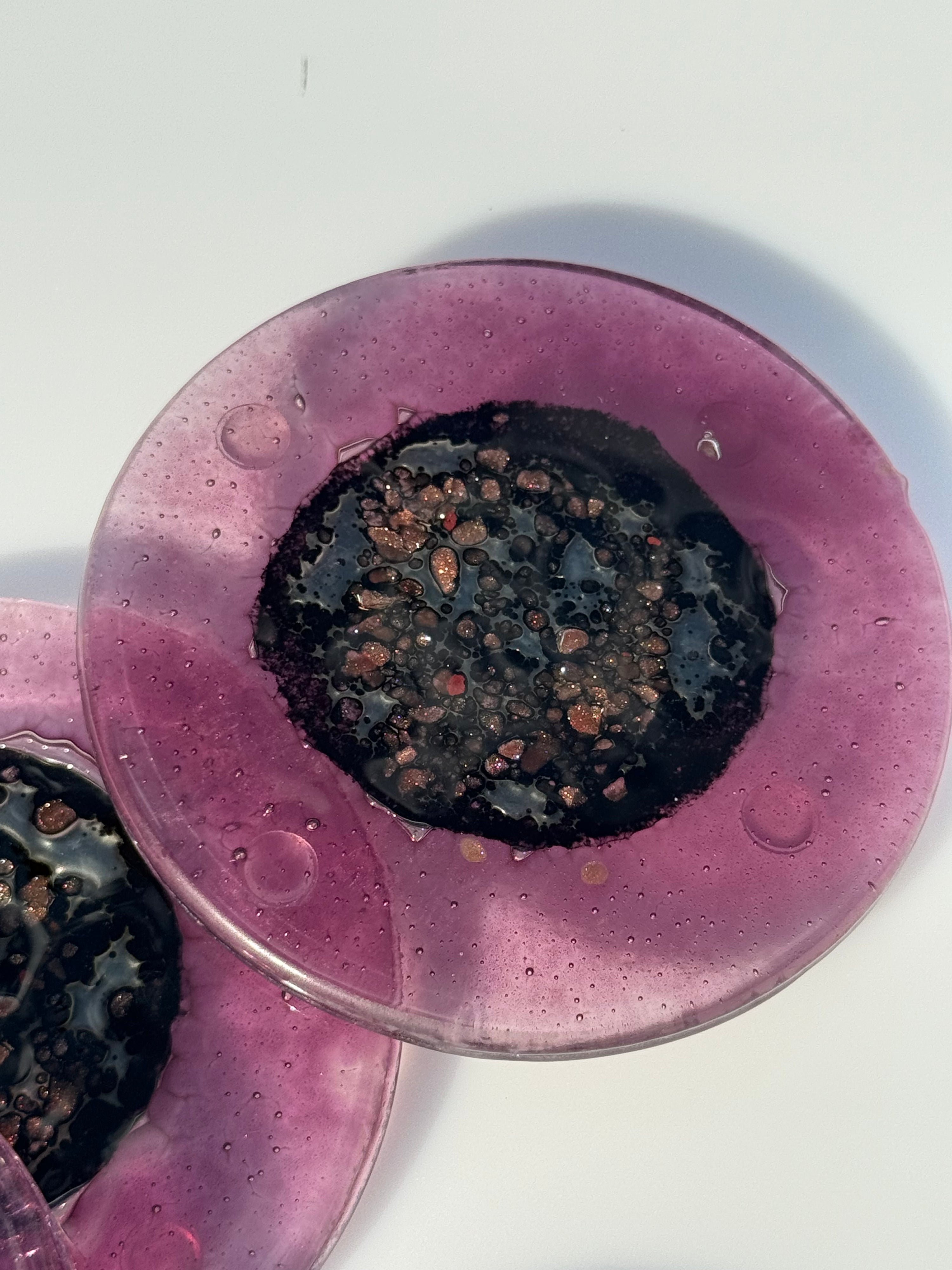 Fedra Mauve Glass Coasters (Round)