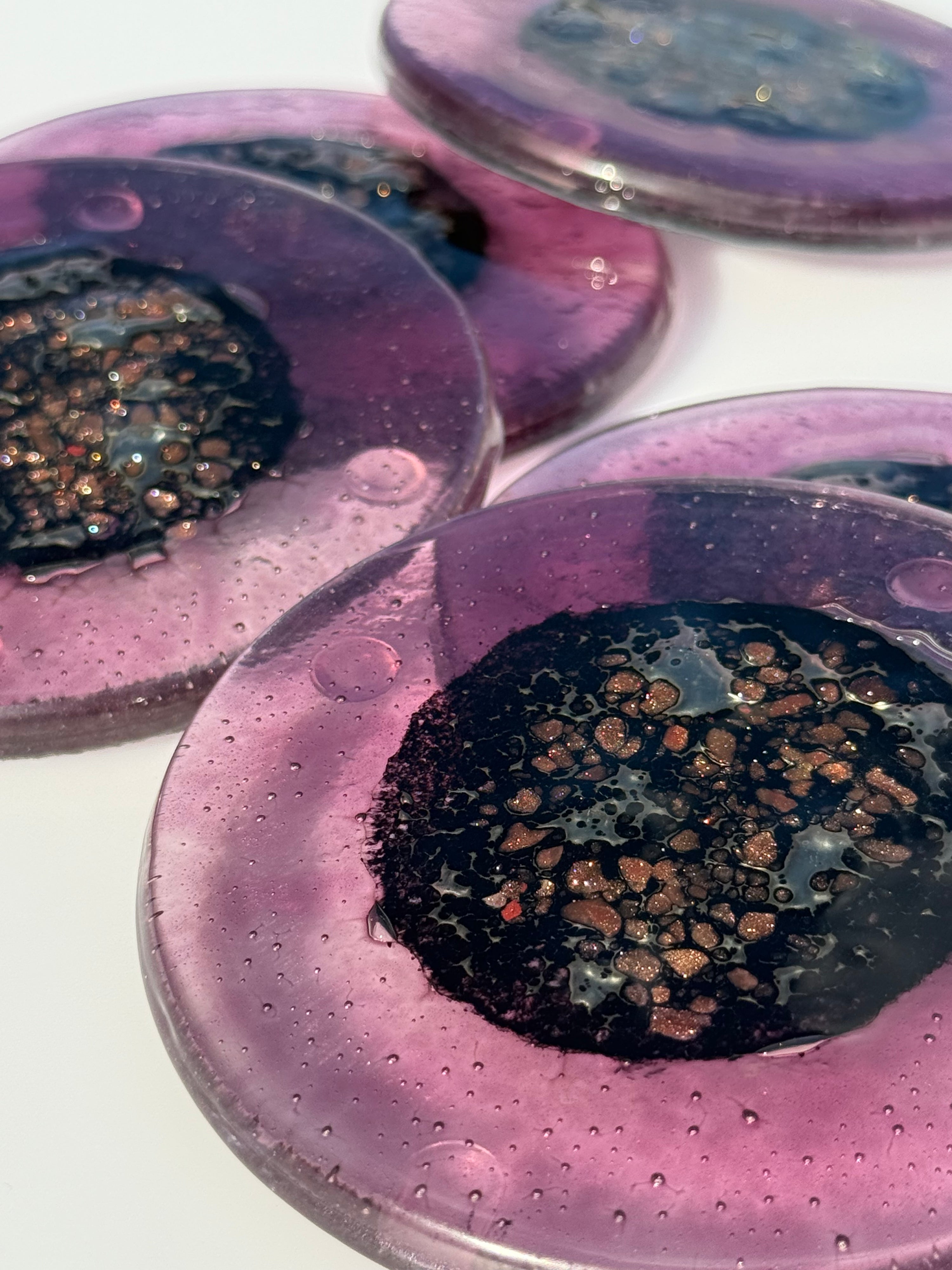 Fedra Mauve Glass Coasters (Round)