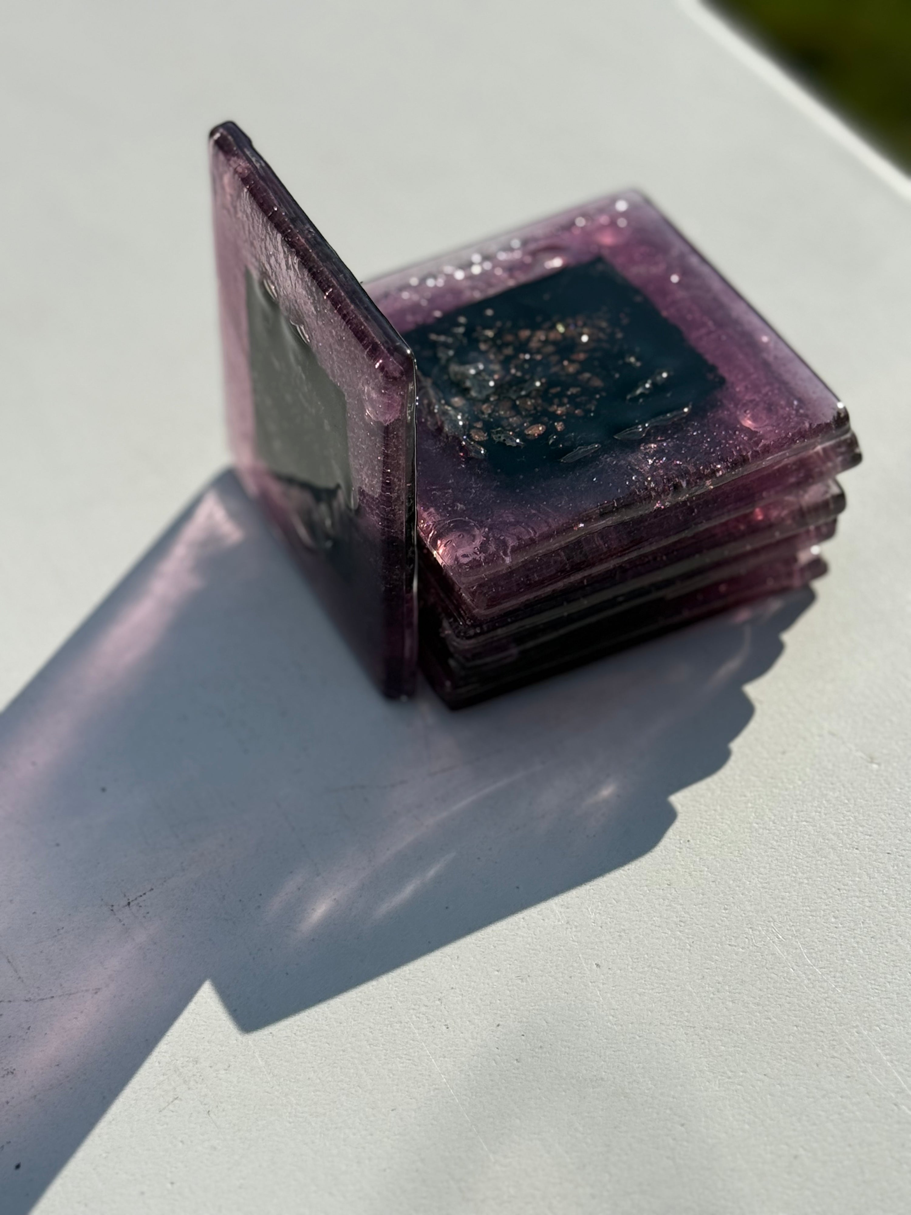 Fedra Mauve Glass Coasters (Square)