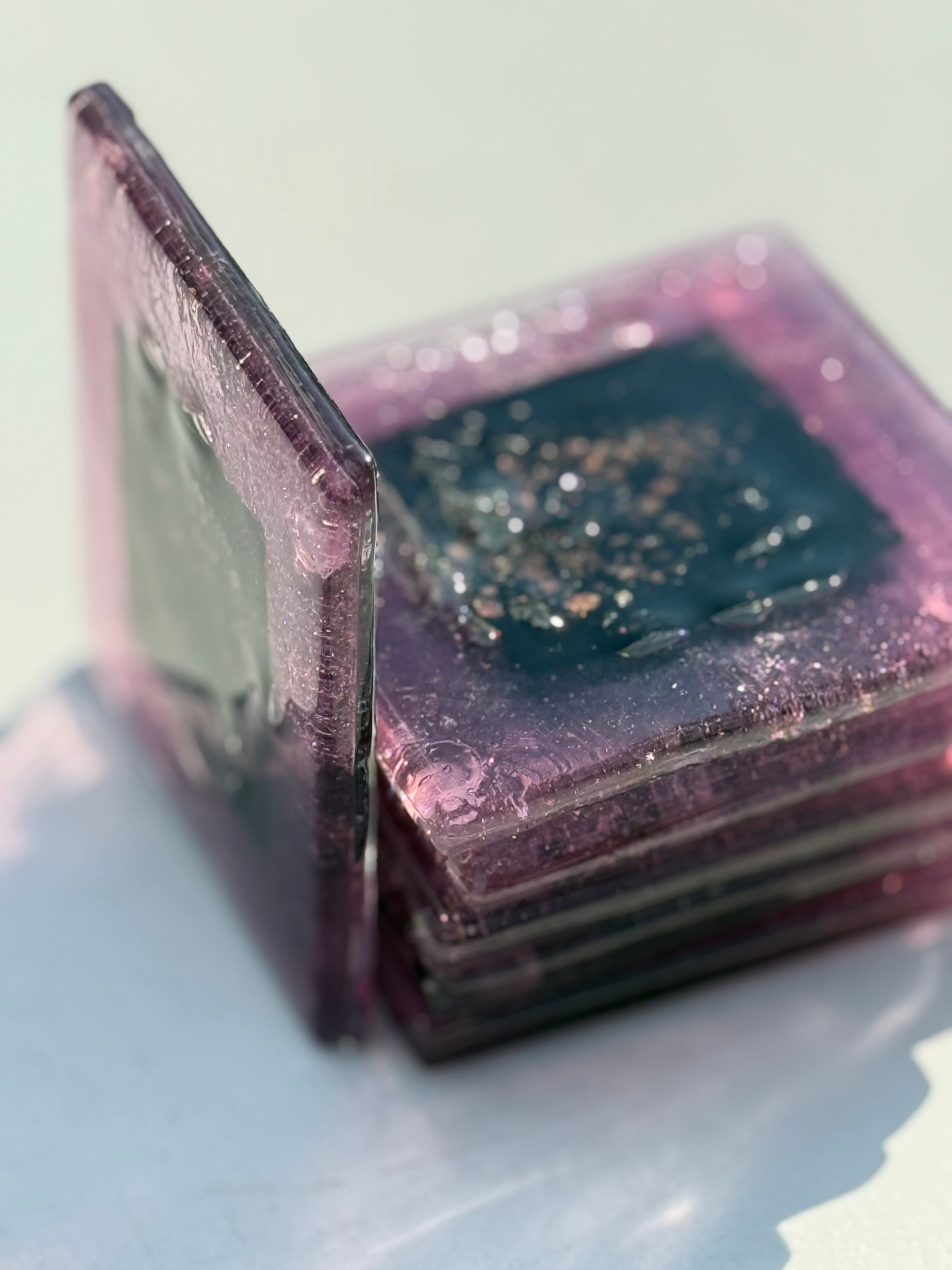 Fedra Mauve Glass Coasters (Square)