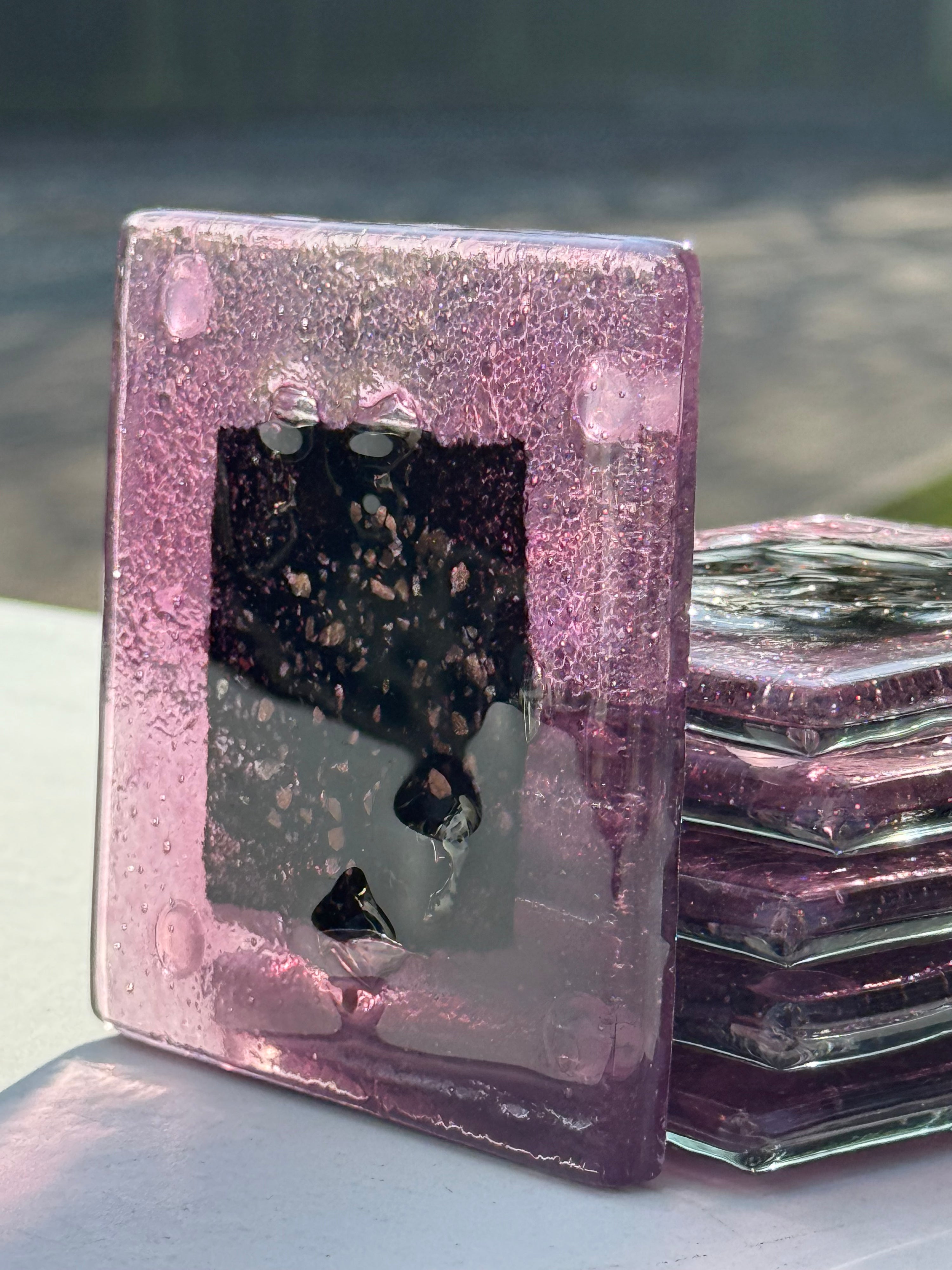 Fedra Mauve Glass Coasters (Square)