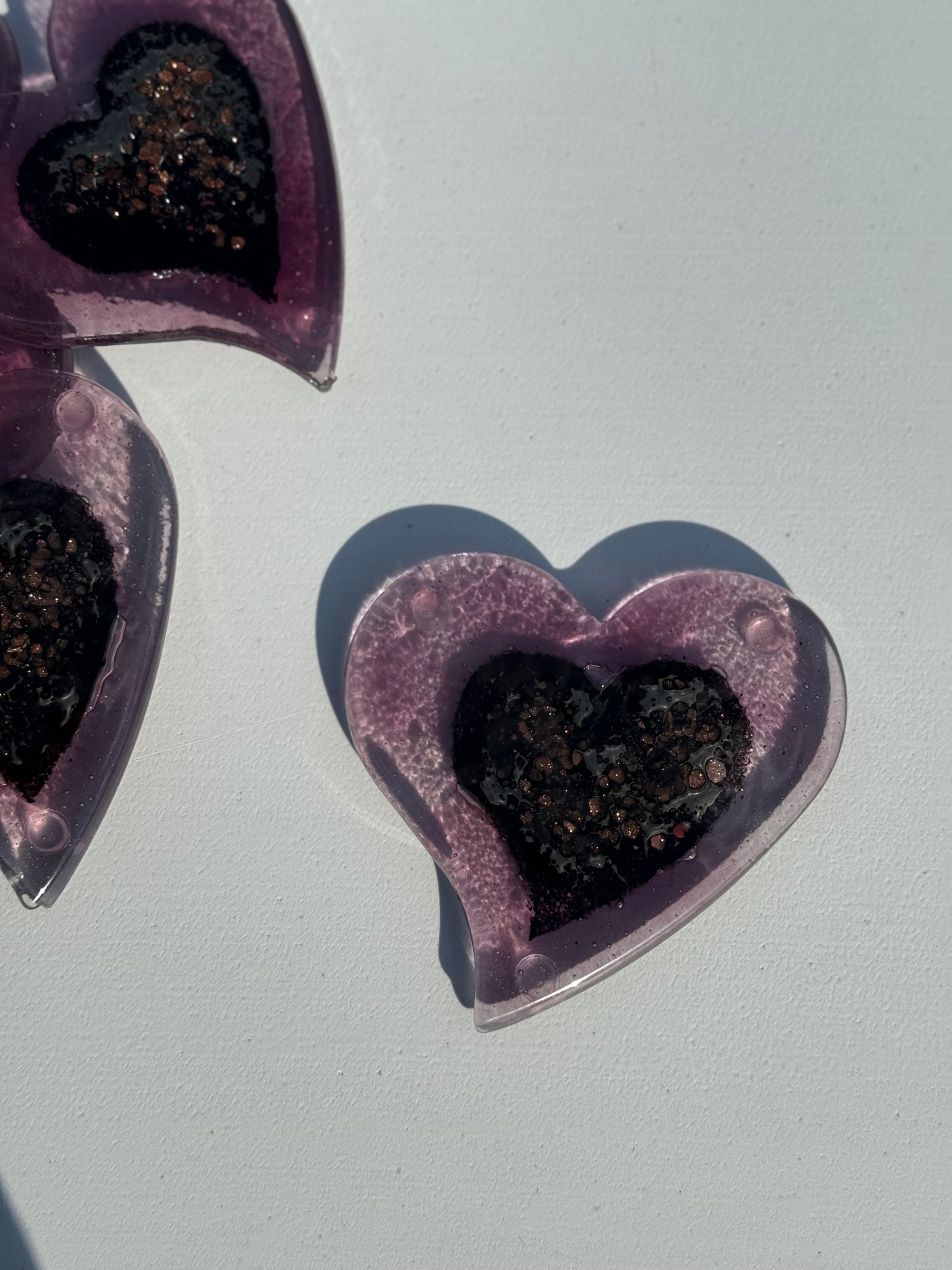 Fedra Mauve Glass Coasters (Heart)
