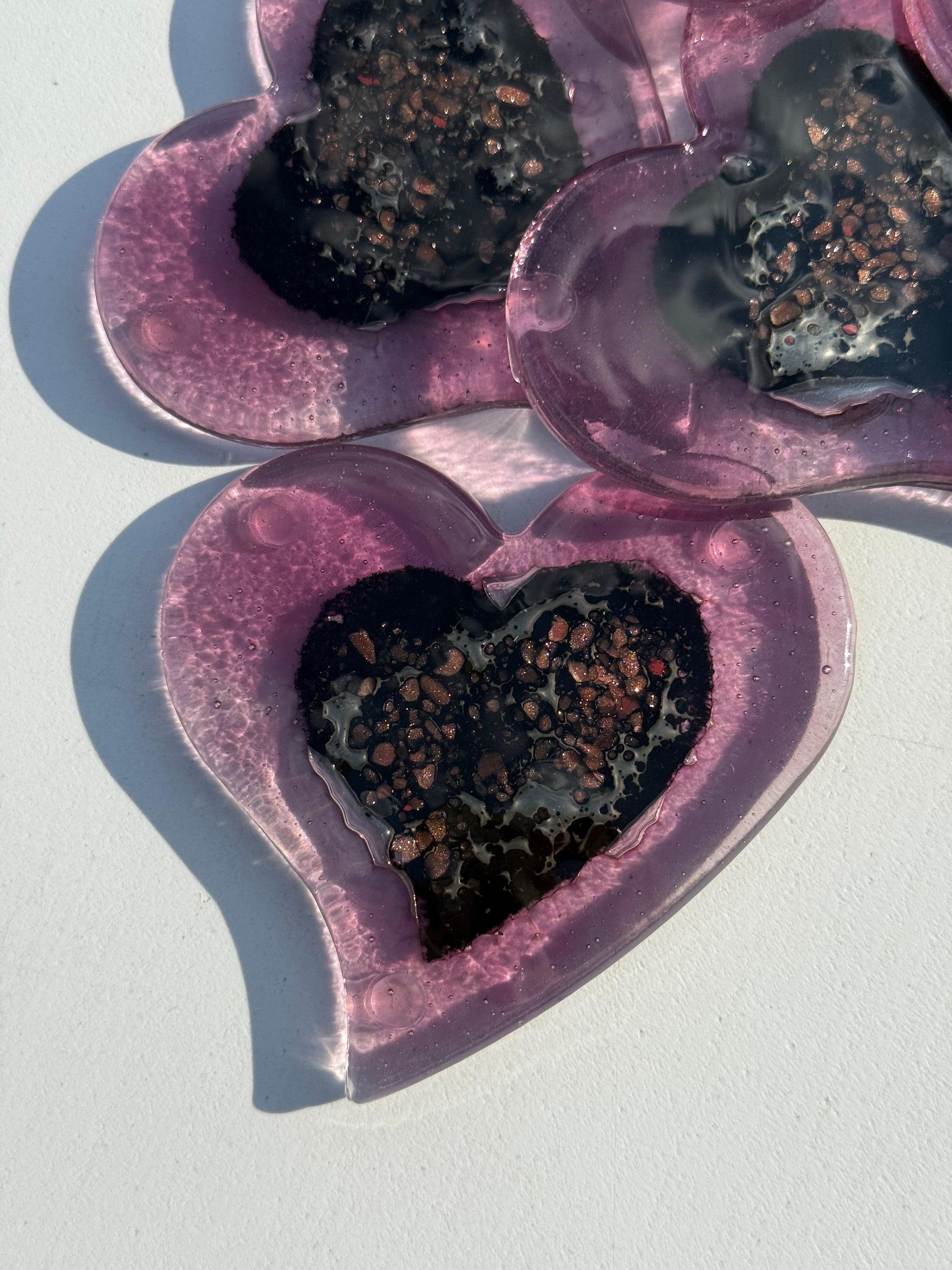 Fedra Mauve Glass Coasters (Heart)