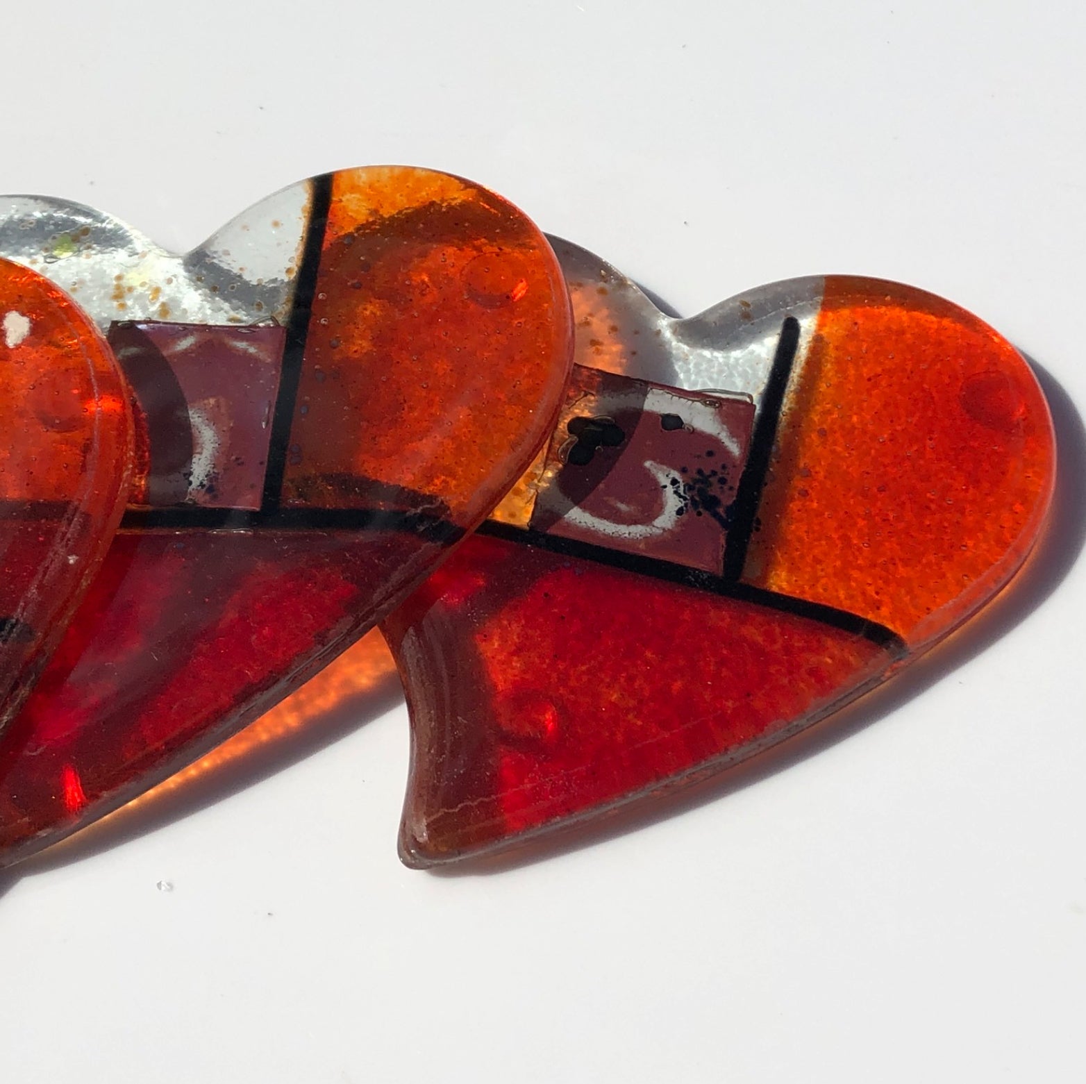 Mediterranean Red & Orange Coasters (Heart Shaped)