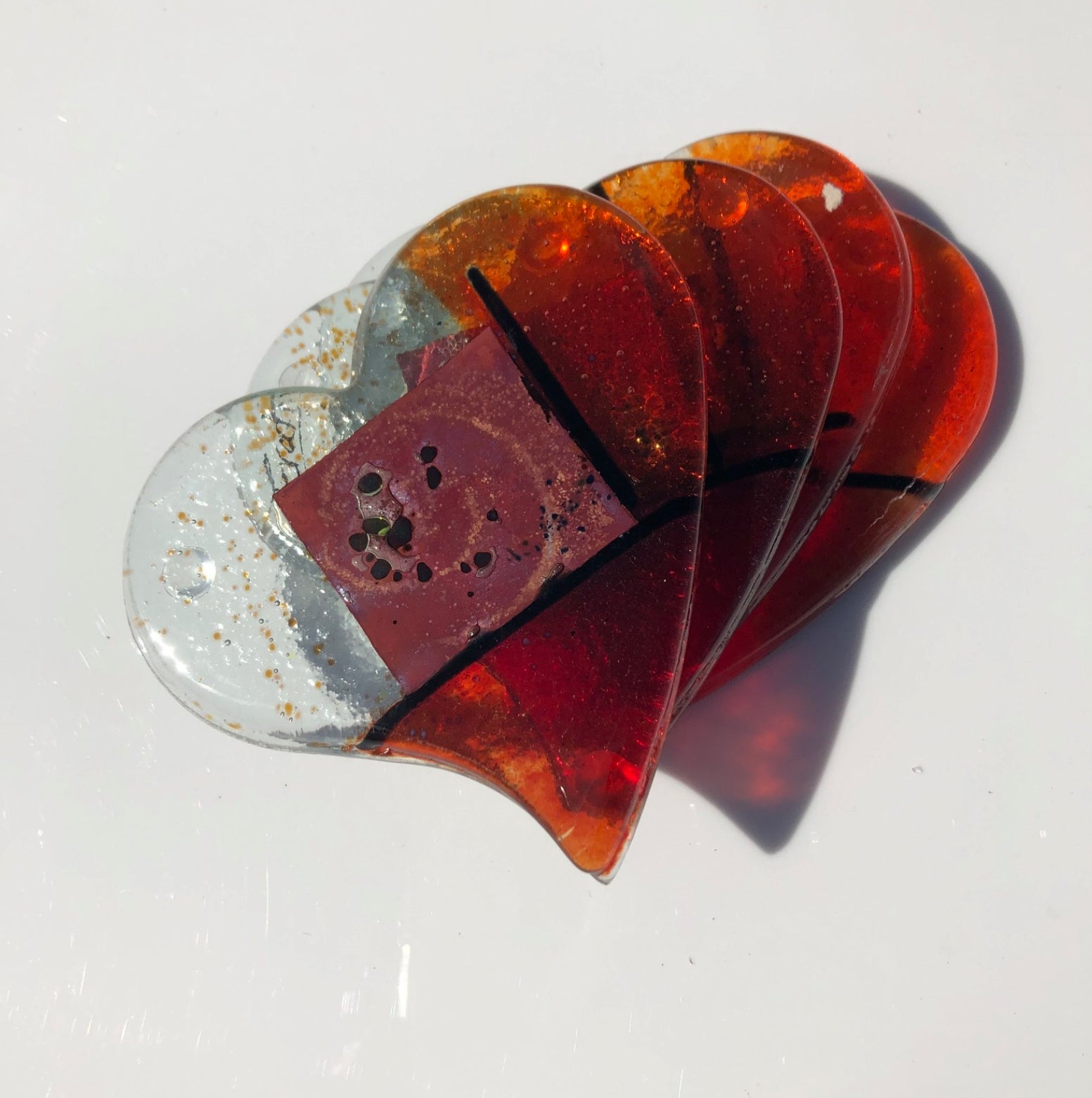 Mediterranean Red & Orange Coasters (Heart Shaped)
