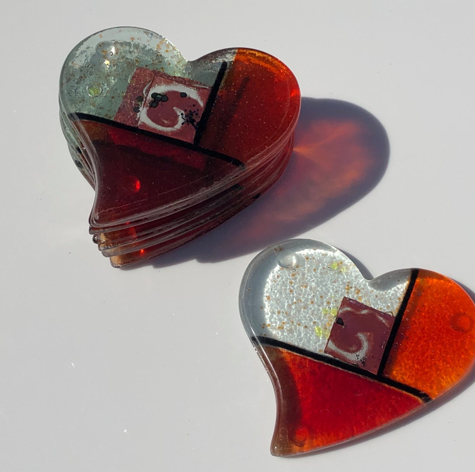 Mediterranean Red & Orange Coasters (Heart Shaped)