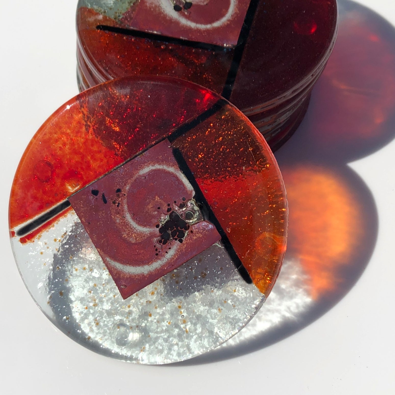 Mediterranean Red & Orange Coasters (Round)