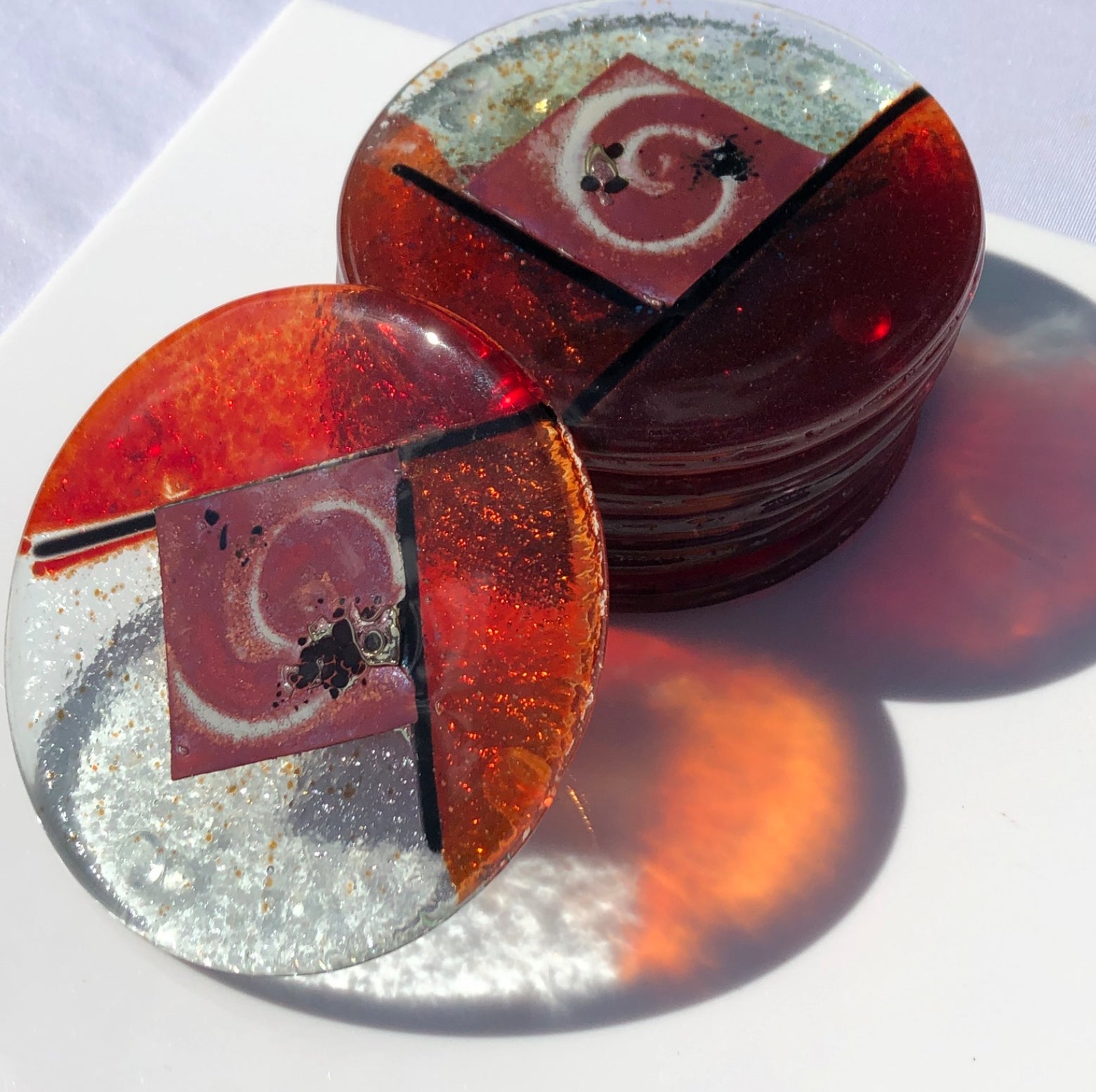 Mediterranean Red & Orange Coasters (Round)