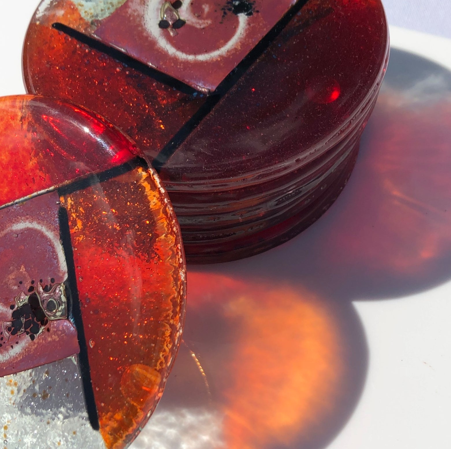 Mediterranean Red & Orange Coasters (Round)