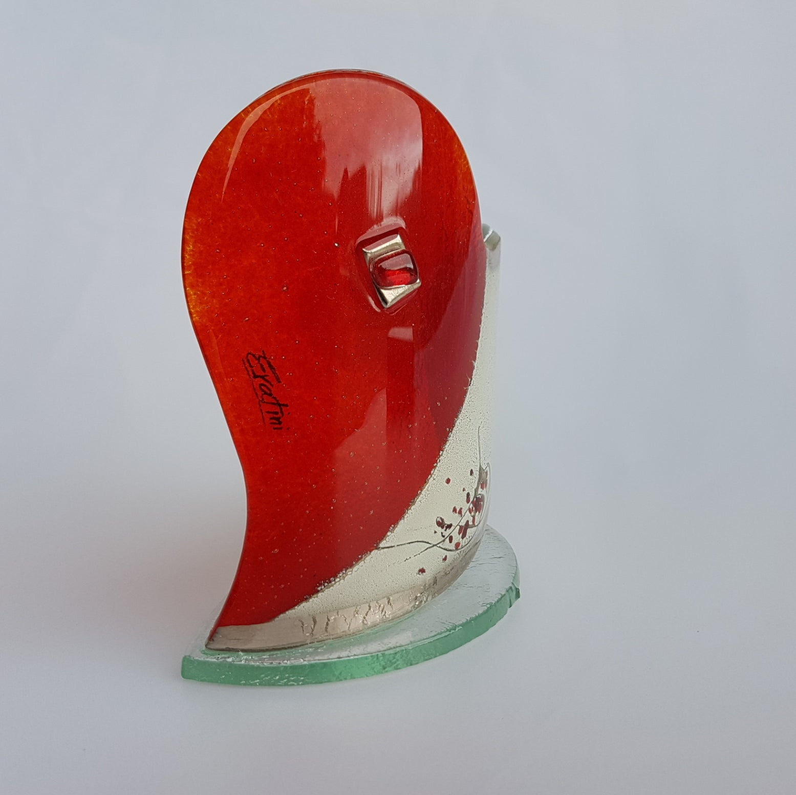 Red, White & Platinum Heart Shaped Tealight Holder