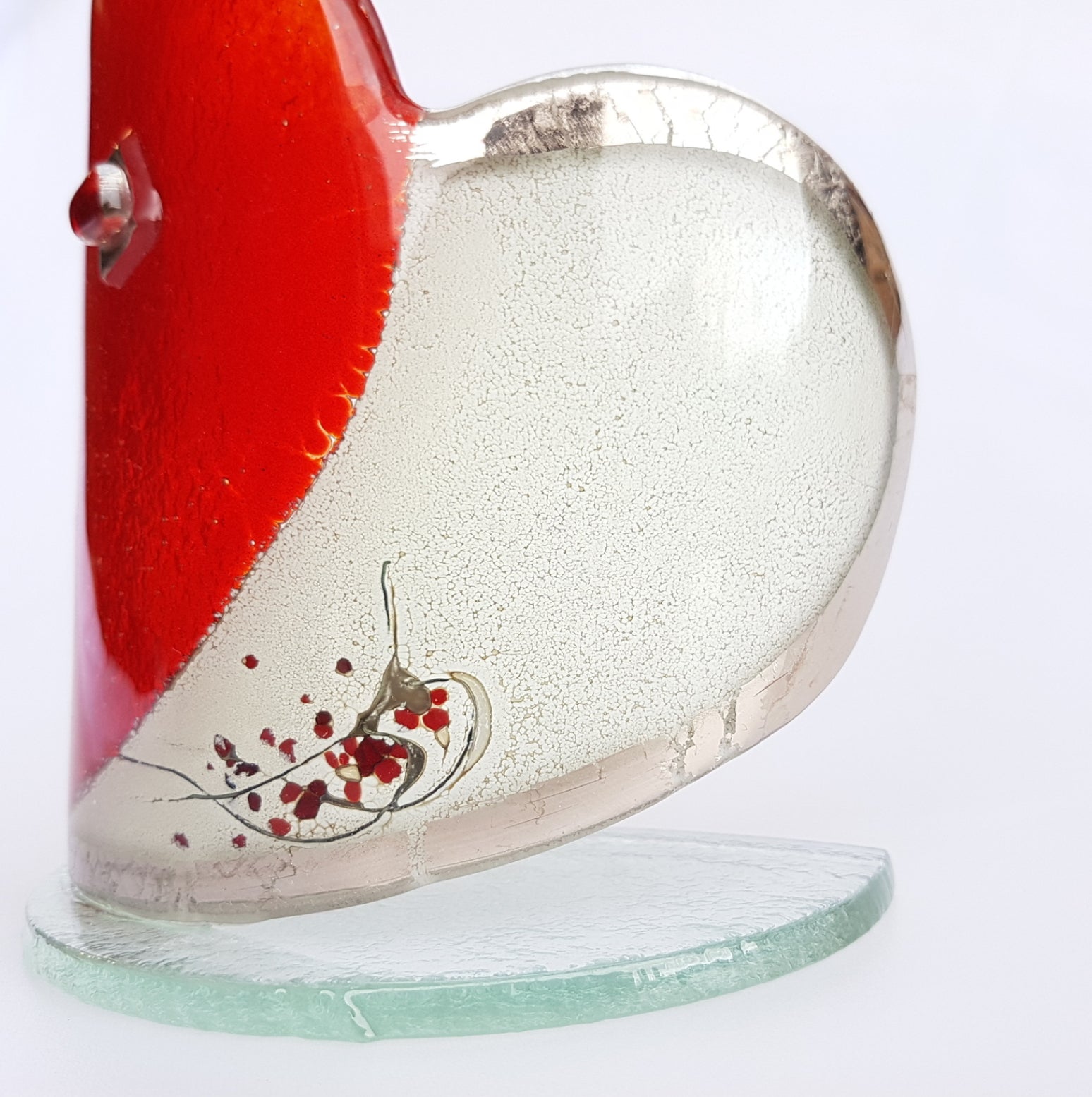 Red, White & Platinum Heart Shaped Tealight Holder