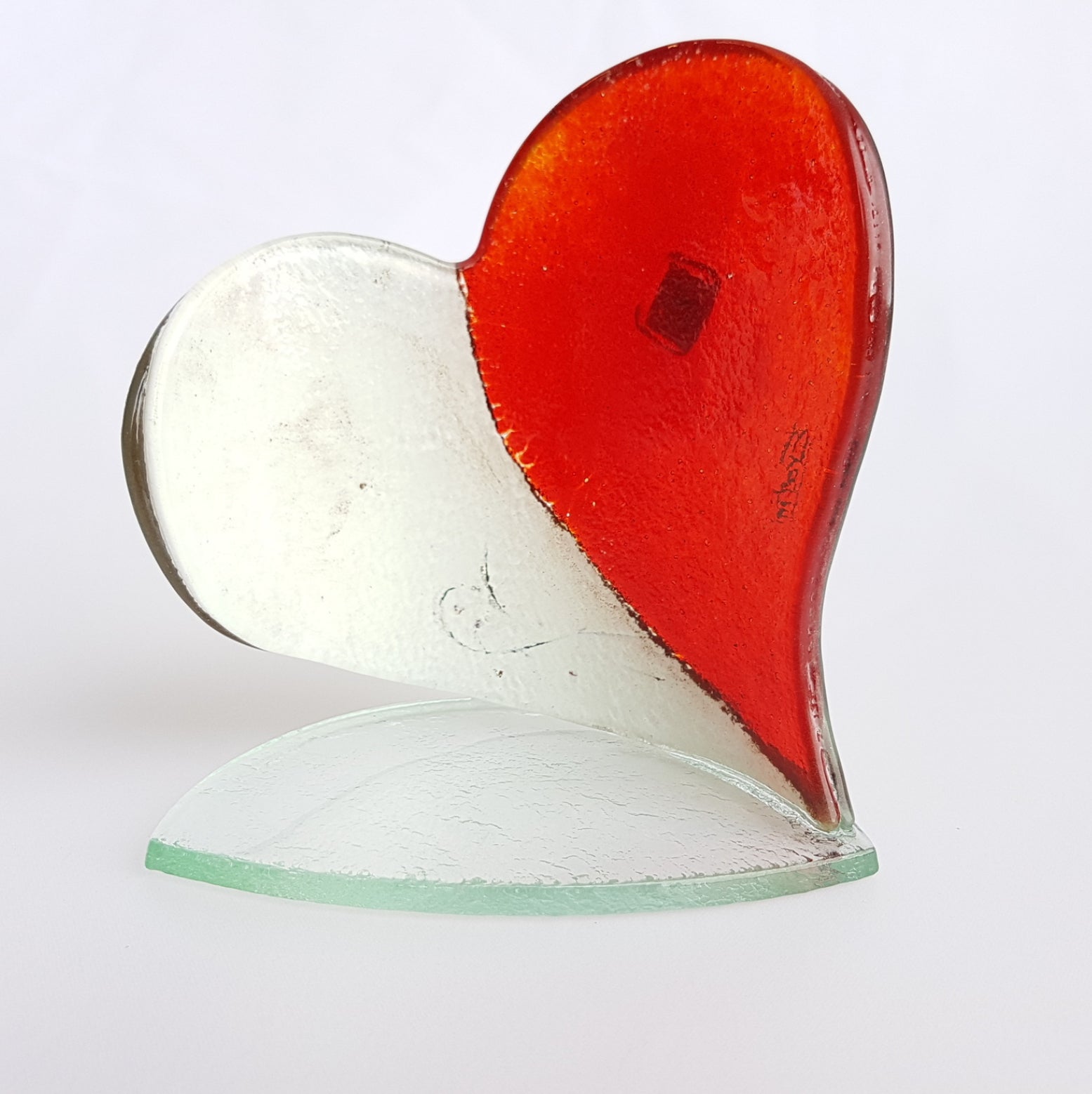 Red, White & Platinum Heart Shaped Tealight Holder