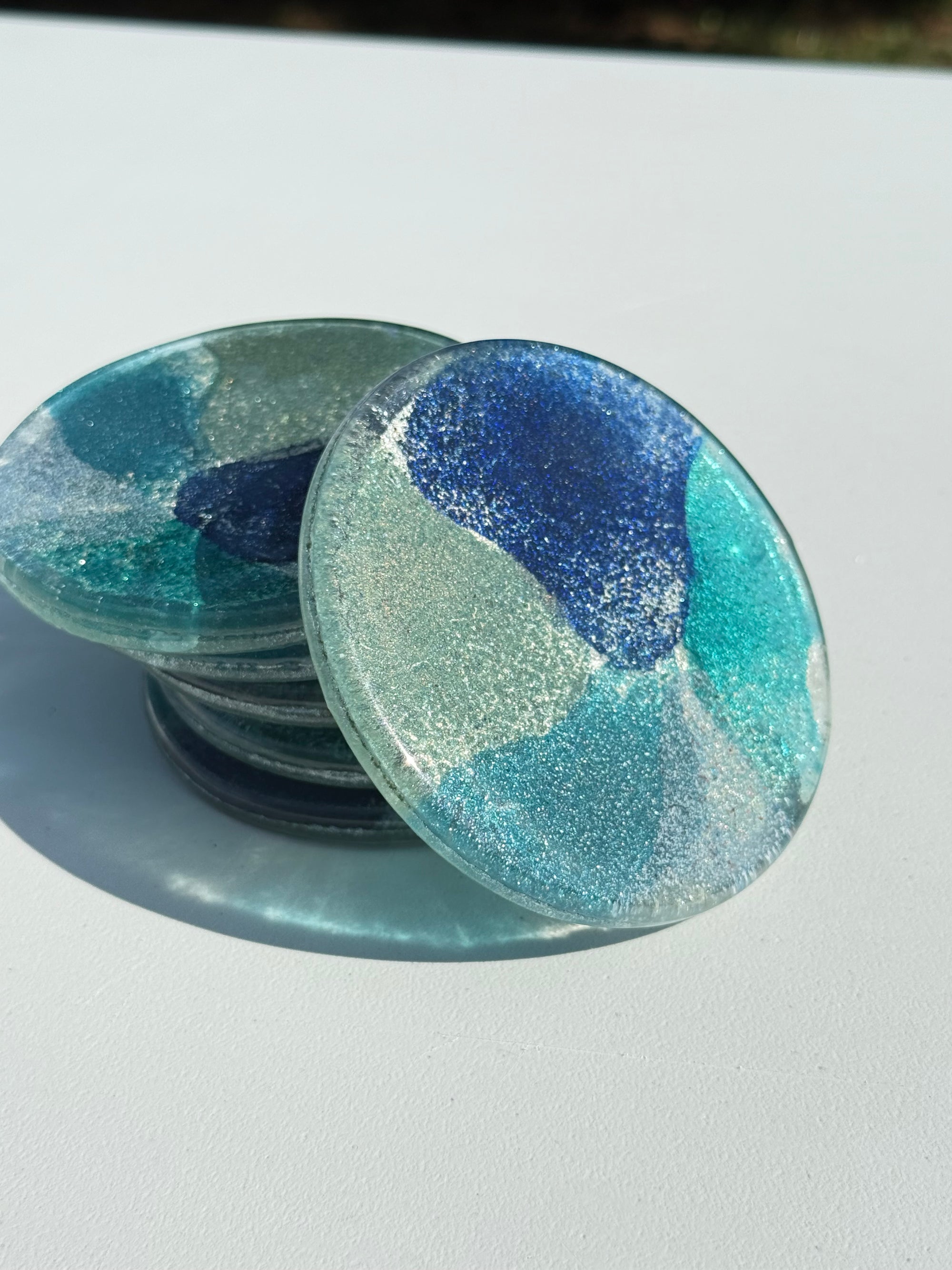 Fireworks Blue Coaster (Round)