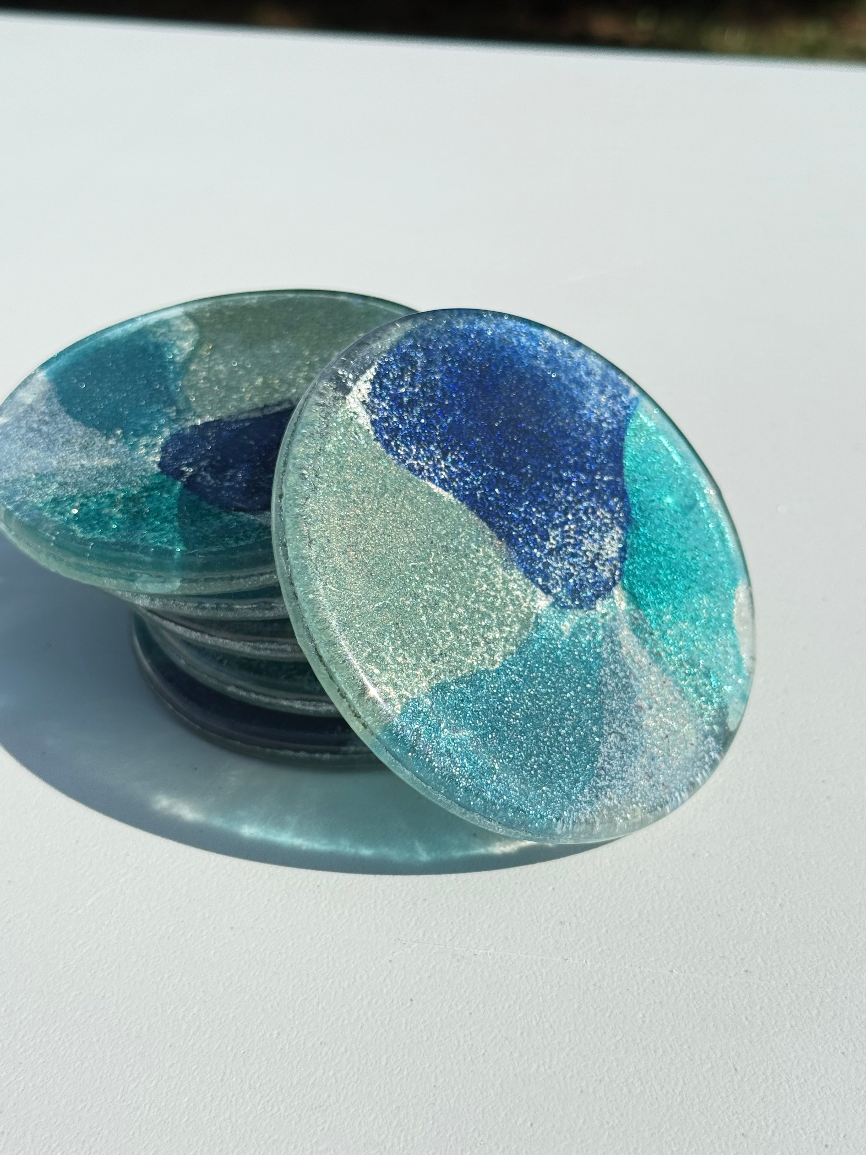 Fireworks Blue Coaster (Round)