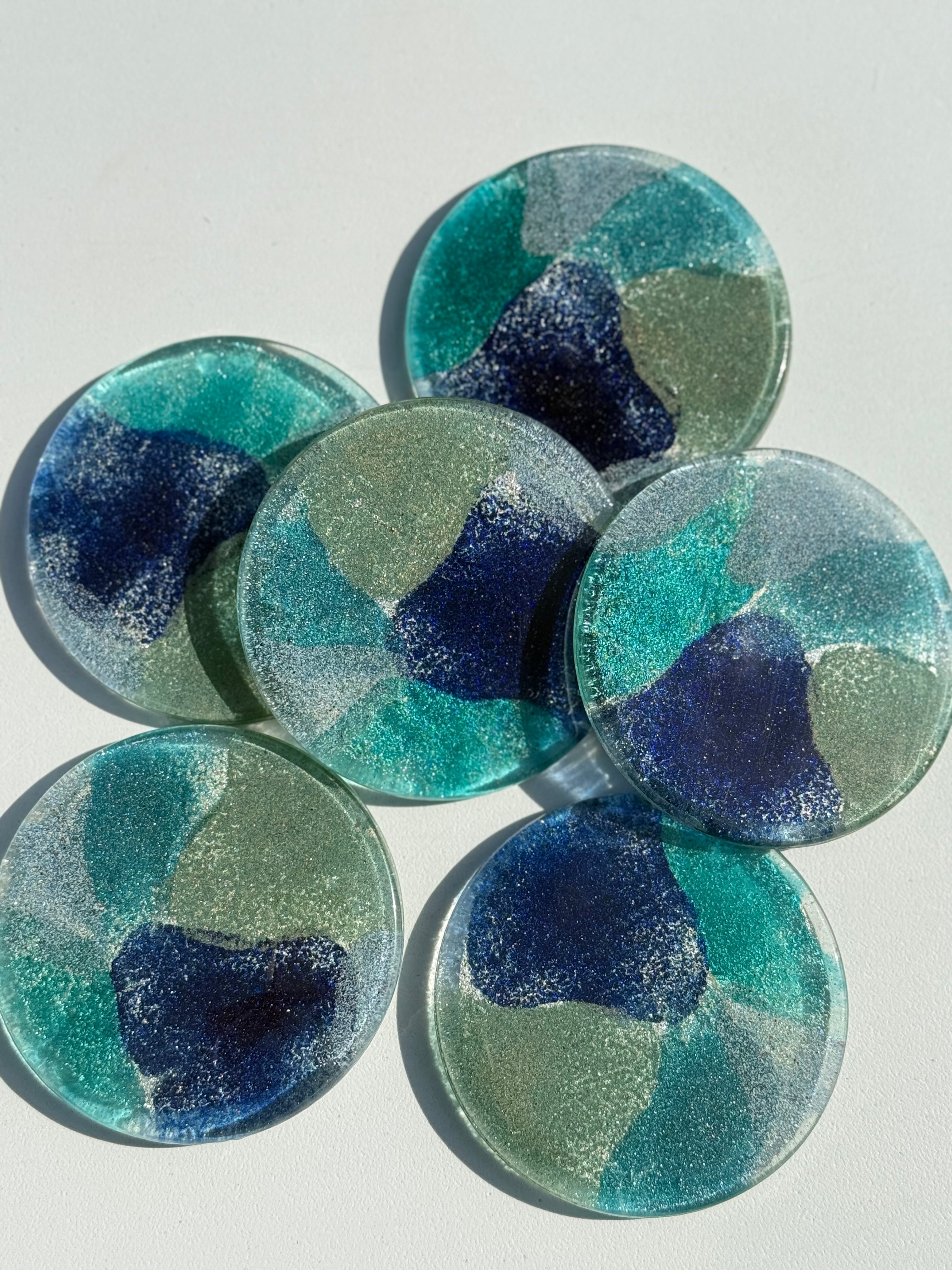 Fireworks Blue Coaster (Round)