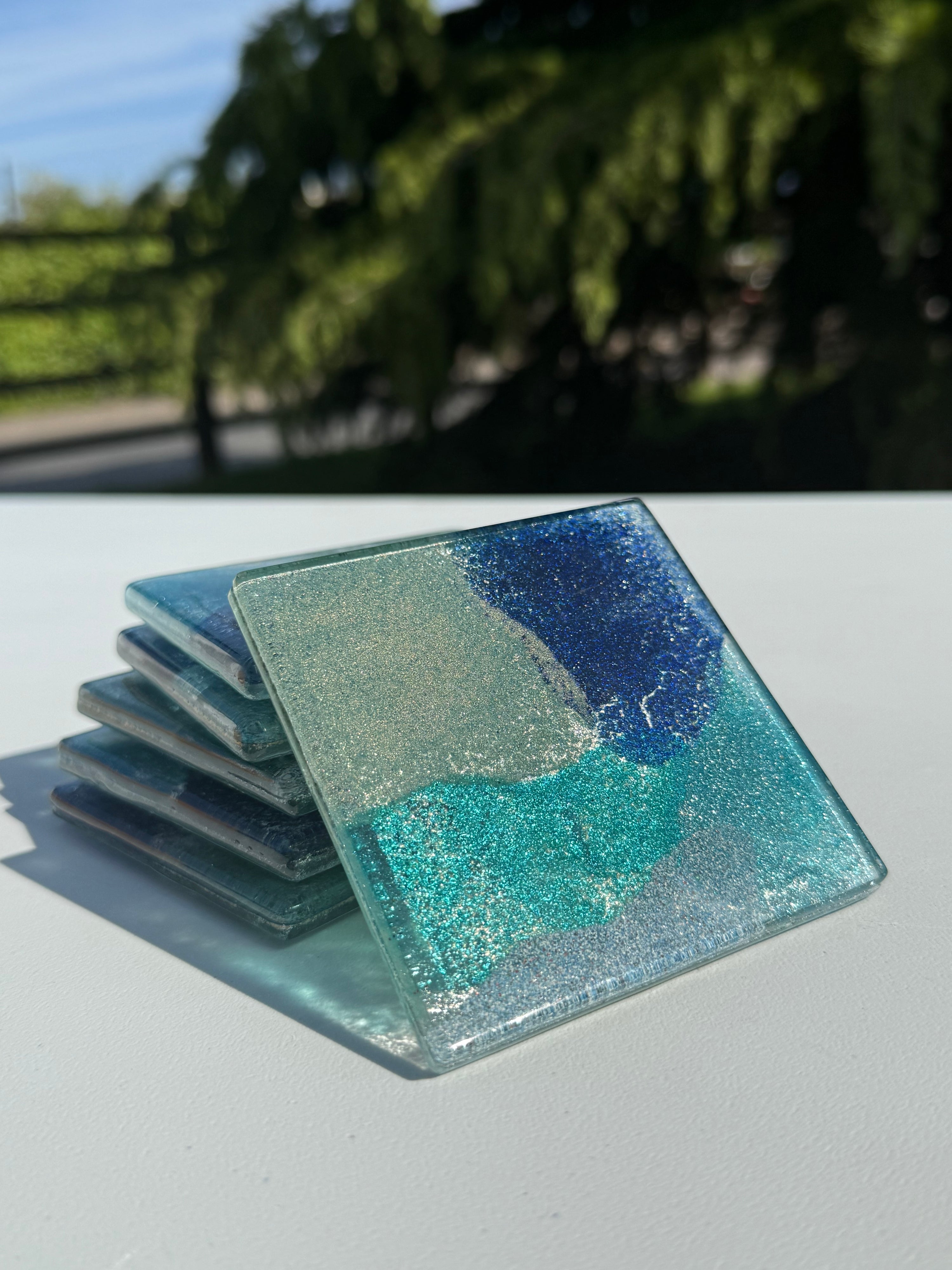 Fireworks Blue Coaster (Square)
